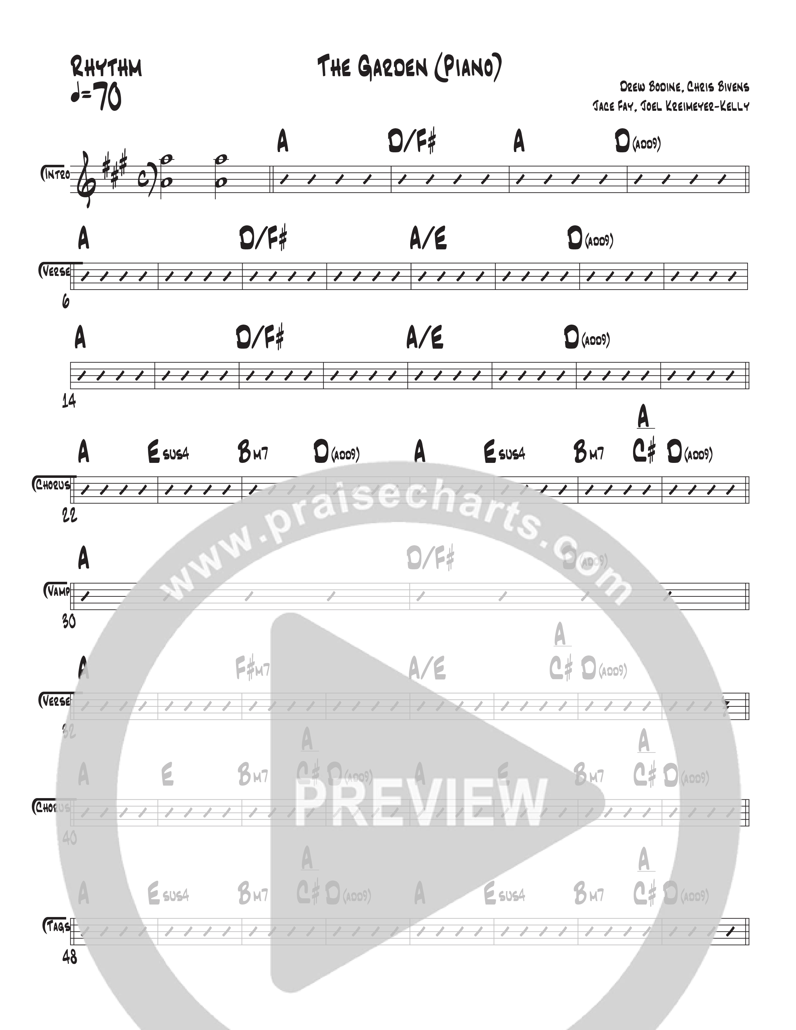 The Garden (Piano) Rhythm Chart (Central Live)