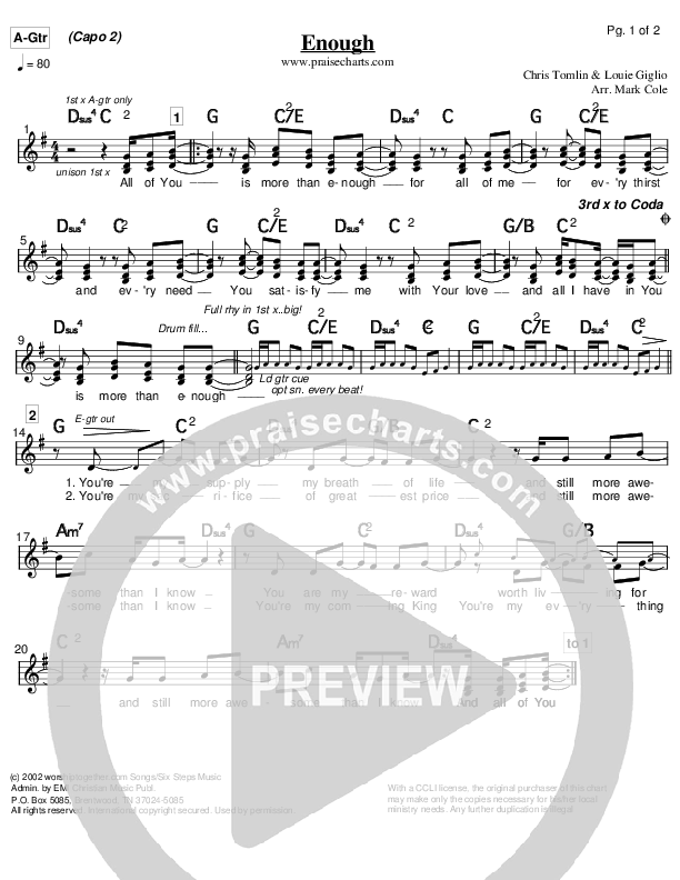 Enough Acoustic Guitar (Capo 2) (Chris Tomlin)