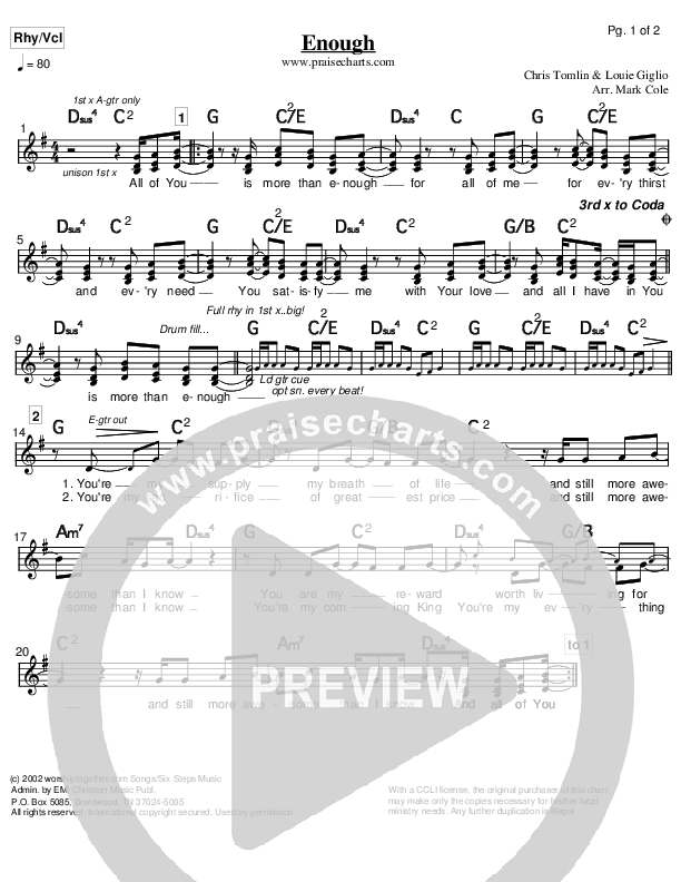 Enough Rhythm/Vocal (Chris Tomlin)