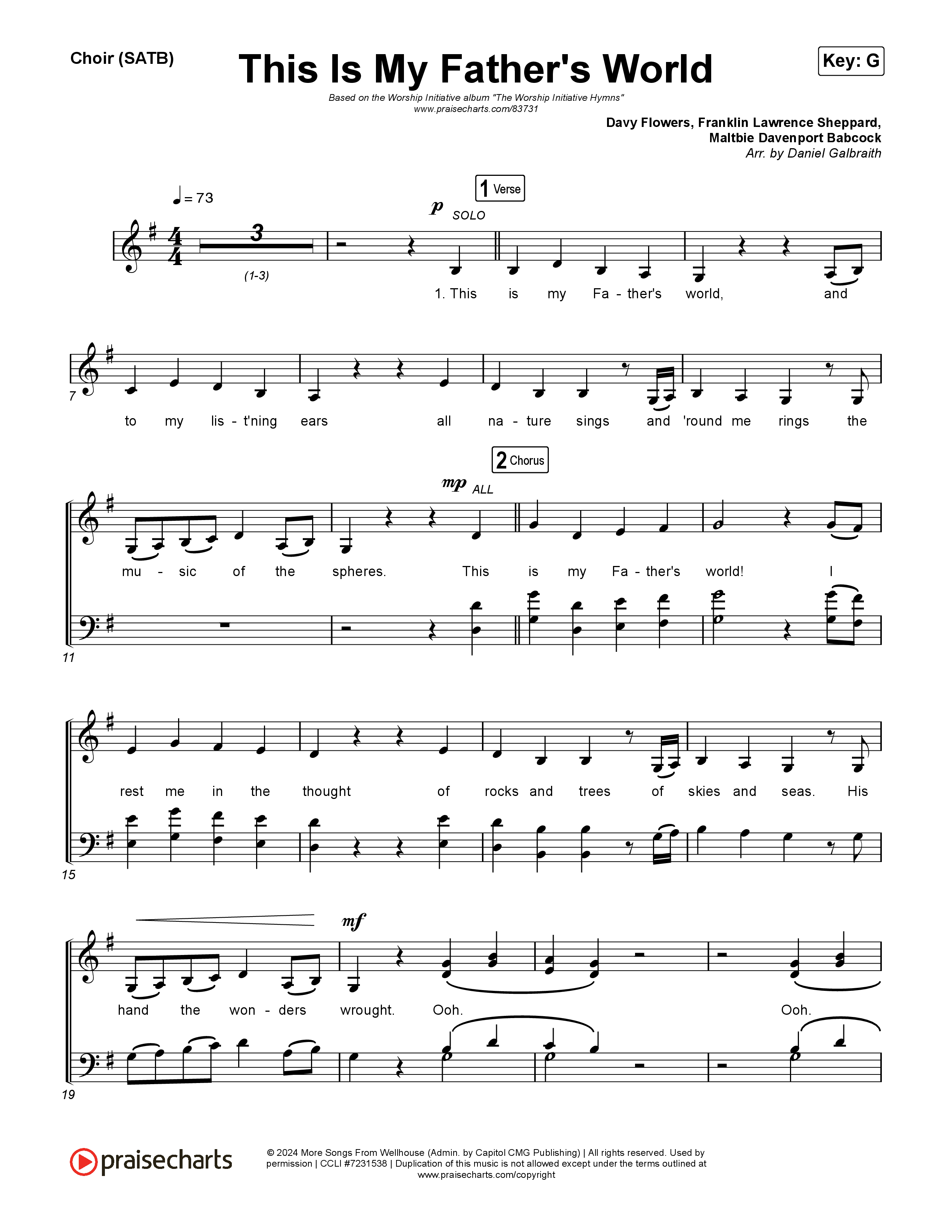 This Is My Father’s World Choir Sheet (SATB) (The Worship Initiative)