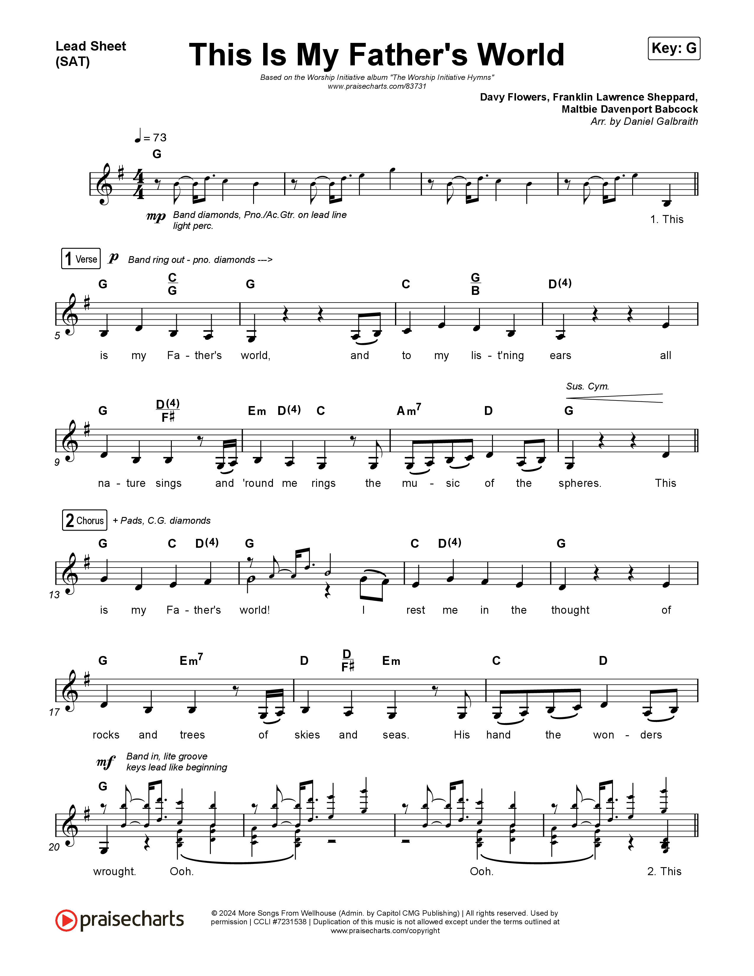 This Is My Father’s World Lead Sheet (SAT) (The Worship Initiative)