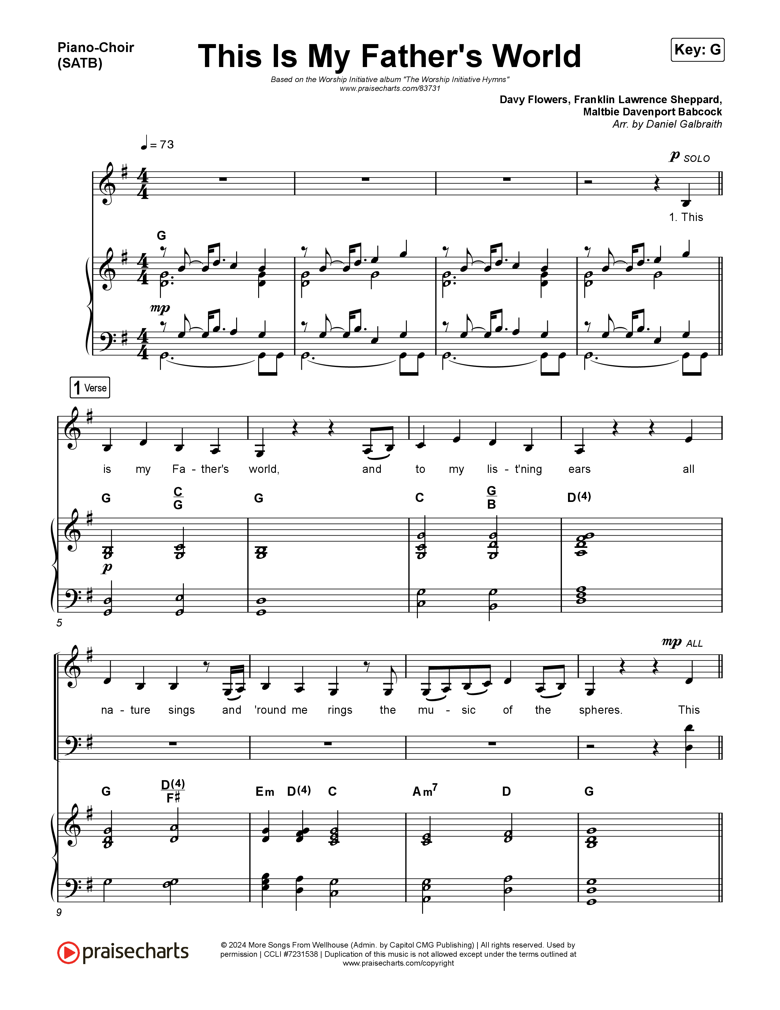 This Is My Father’s World Piano/Vocal (SATB) (The Worship Initiative)
