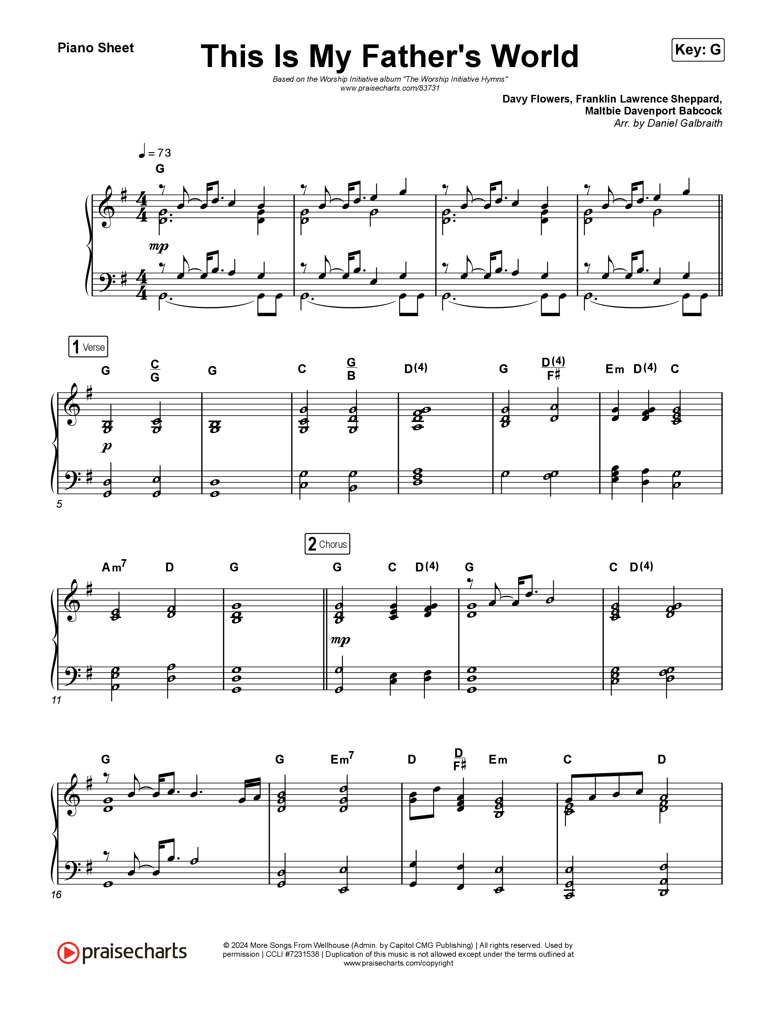 This Is My Father’s World Piano Sheet (The Worship Initiative)