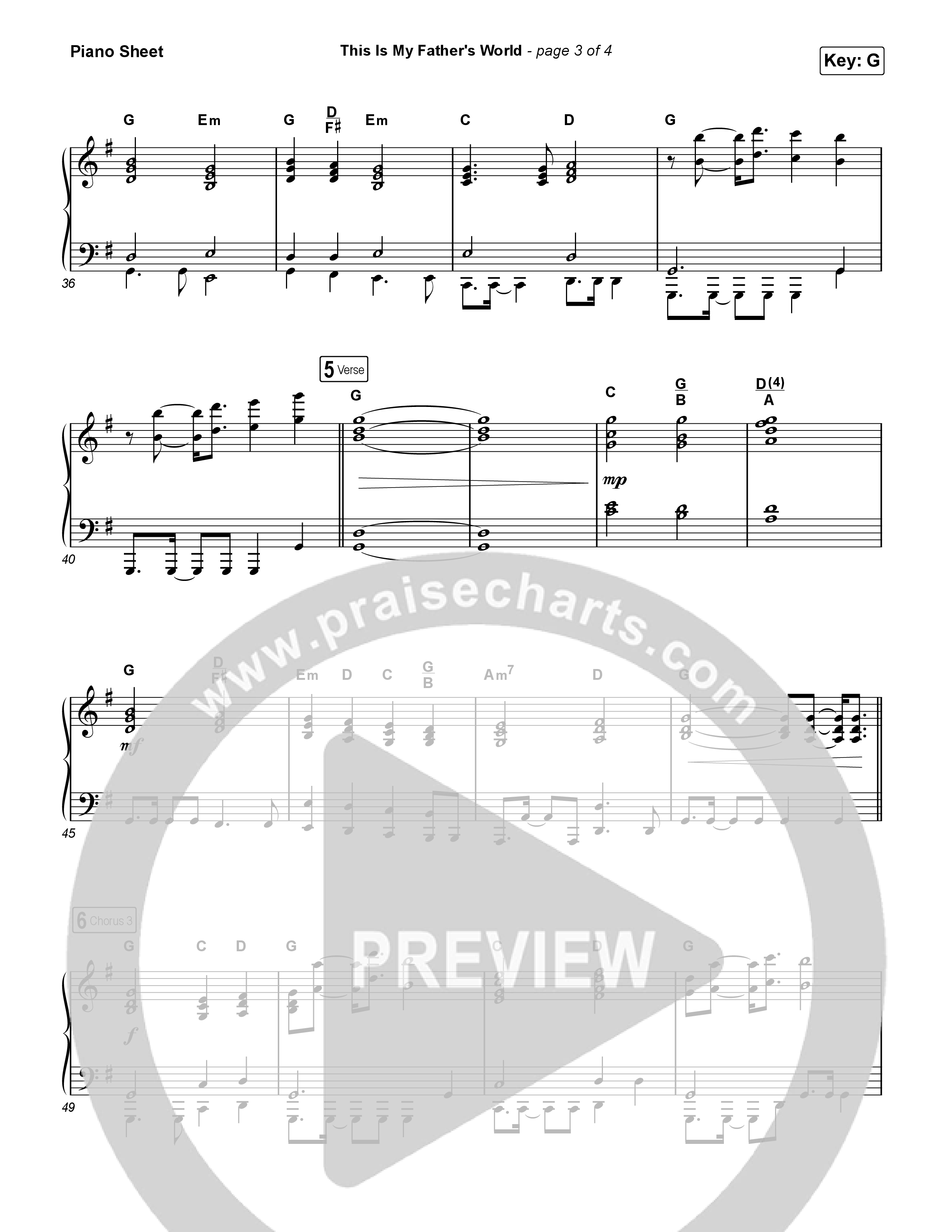 This Is My Father’s World Piano Sheet (The Worship Initiative)
