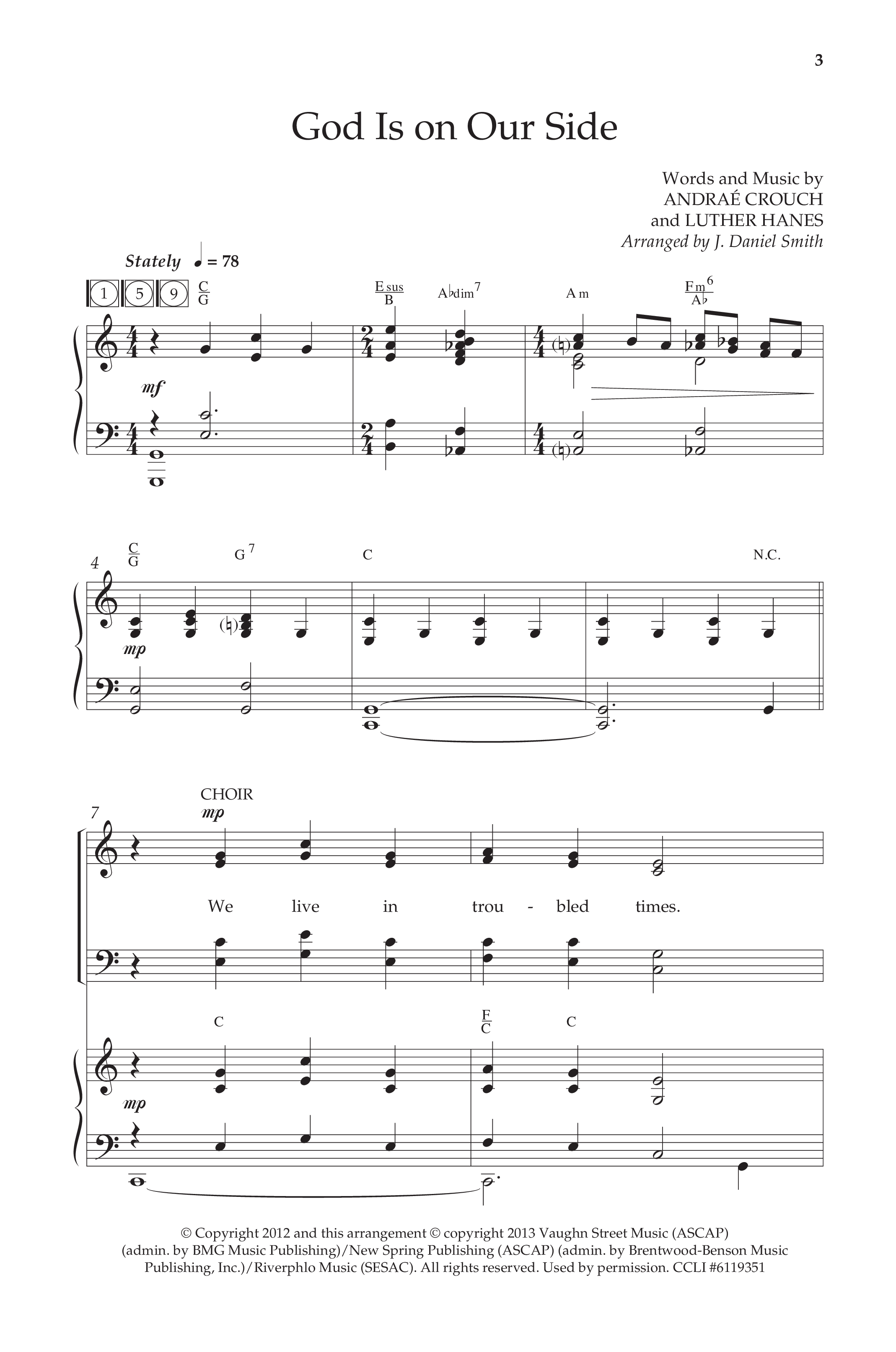 God Is On Our Side (Choral Anthem SATB) Anthem (SATB/Piano) (Lifeway Choral / Arr. J. Daniel Smith)