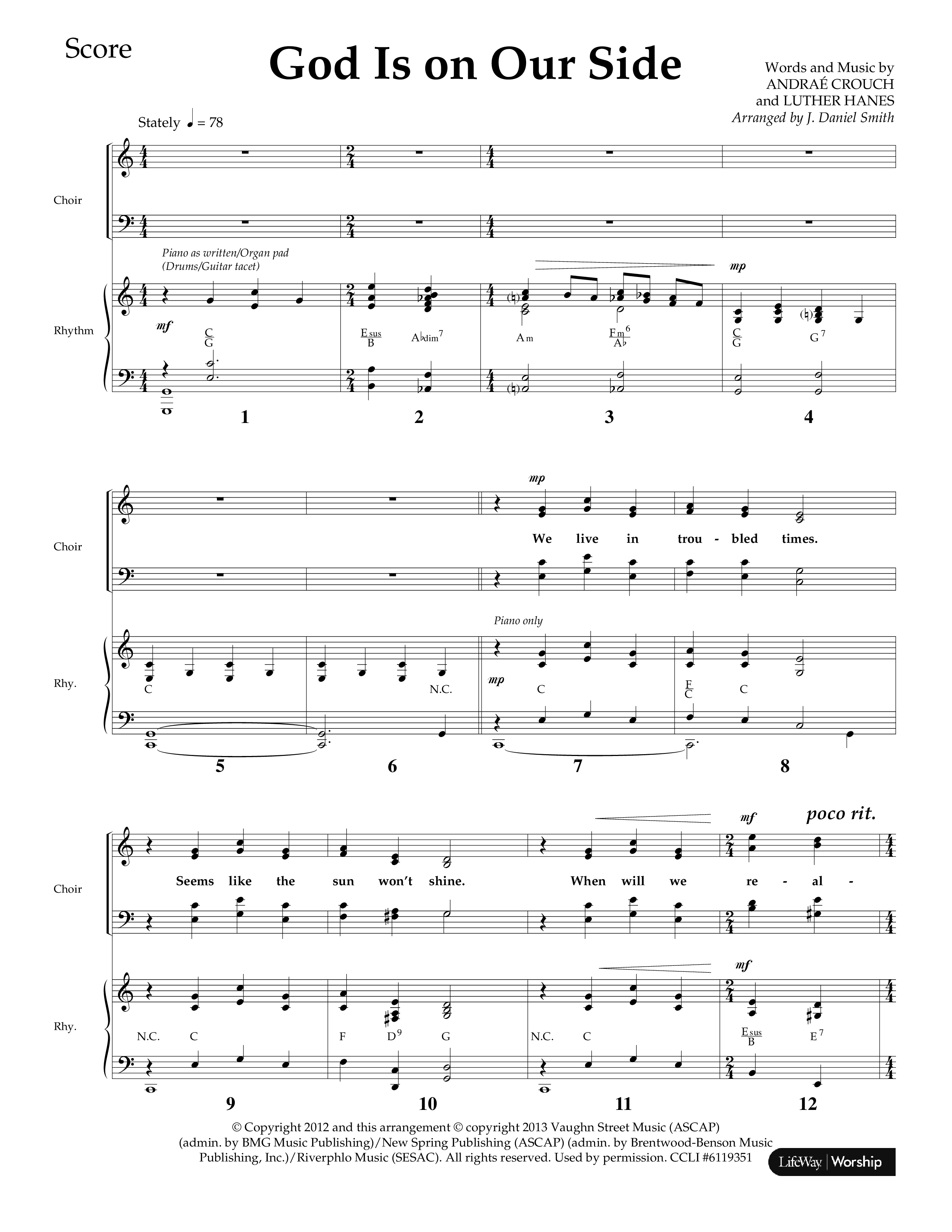 God Is On Our Side (Choral Anthem SATB) Lead Melody & Rhythm (Lifeway Choral / Arr. J. Daniel Smith)