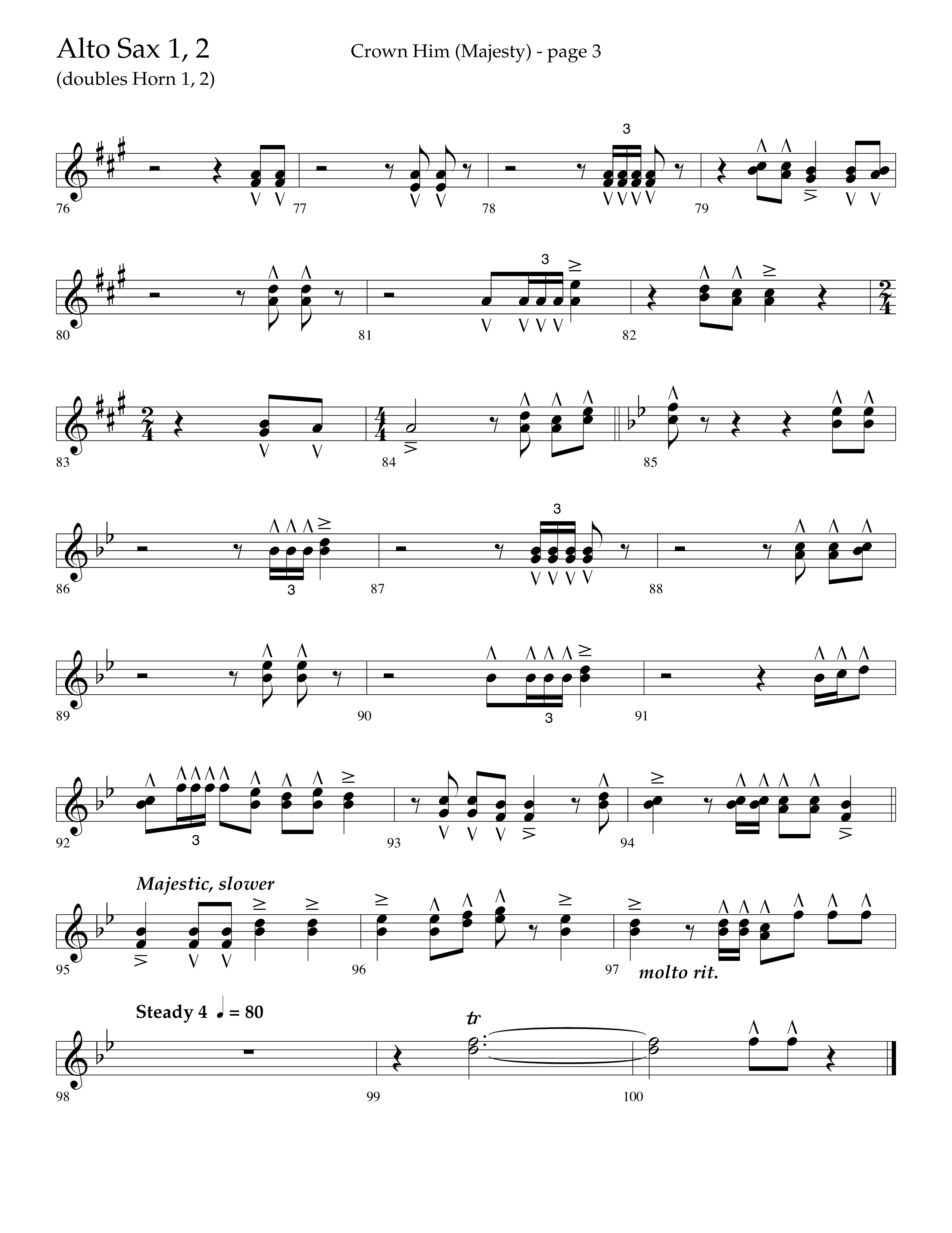 Crown Him (Majesty) (Choral Anthem SATB) Alto Sax 1/2 (Lifeway Choral / Arr. David T. Clydesdale)
