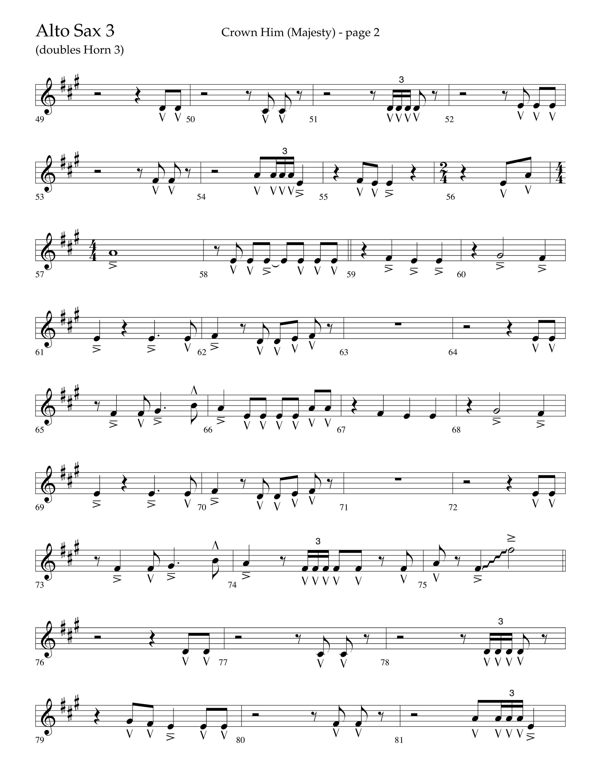Crown Him (Majesty) (Choral Anthem SATB) Alto Sax (Lifeway Choral / Arr. David T. Clydesdale)