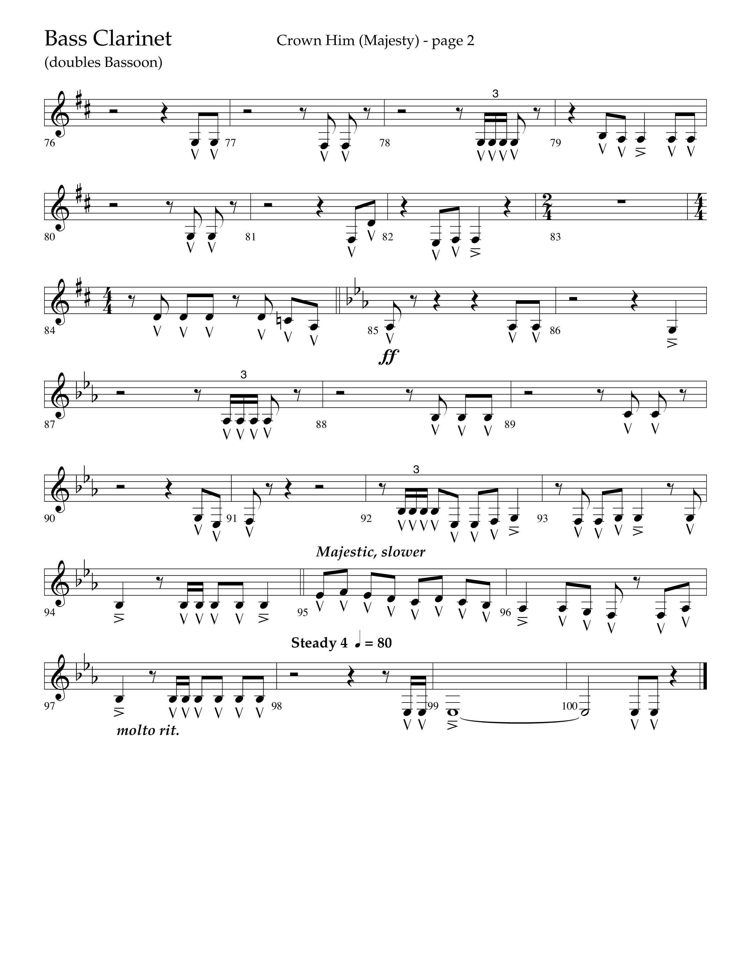 Crown Him (Majesty) (Choral Anthem SATB) Bass Clarinet (Lifeway Choral / Arr. David T. Clydesdale)
