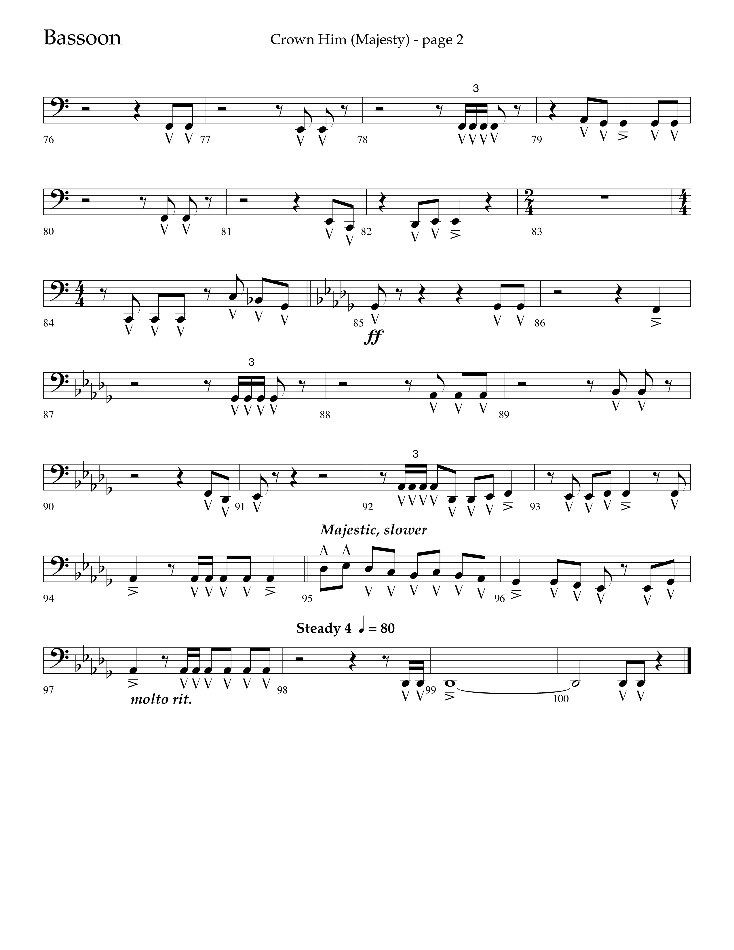 Crown Him (Majesty) (Choral Anthem SATB) Bassoon (Lifeway Choral / Arr. David T. Clydesdale)