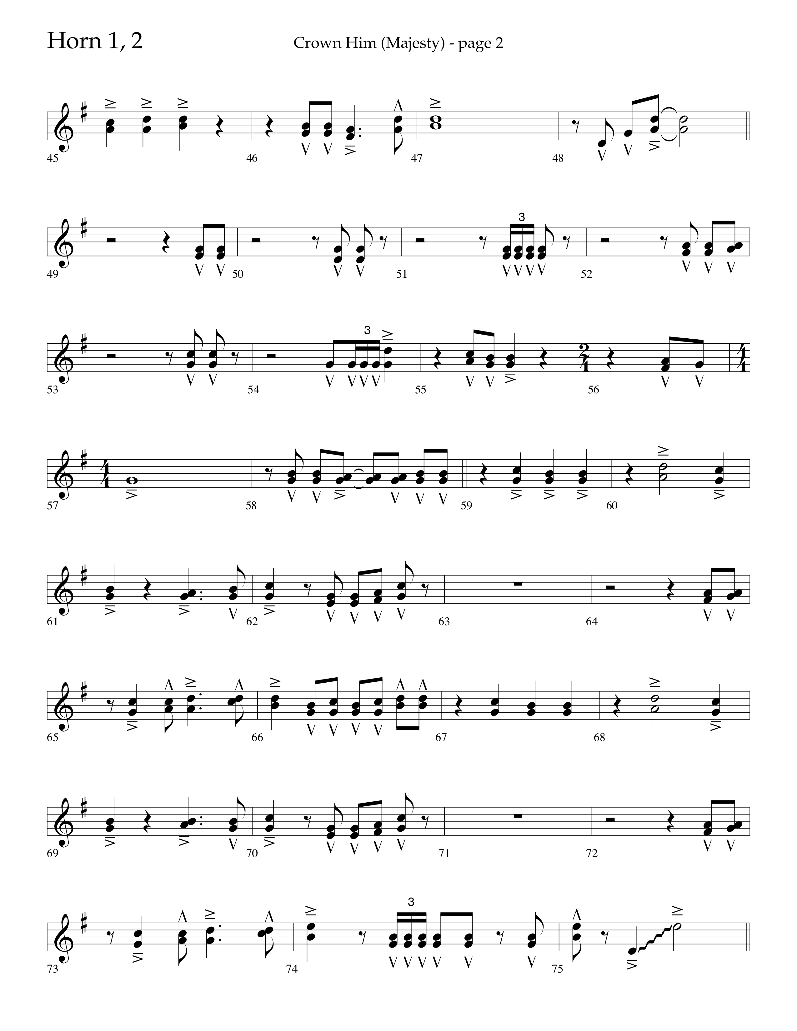 Crown Him (Majesty) (Choral Anthem SATB) French Horn 1/2 (Lifeway Choral / Arr. David T. Clydesdale)