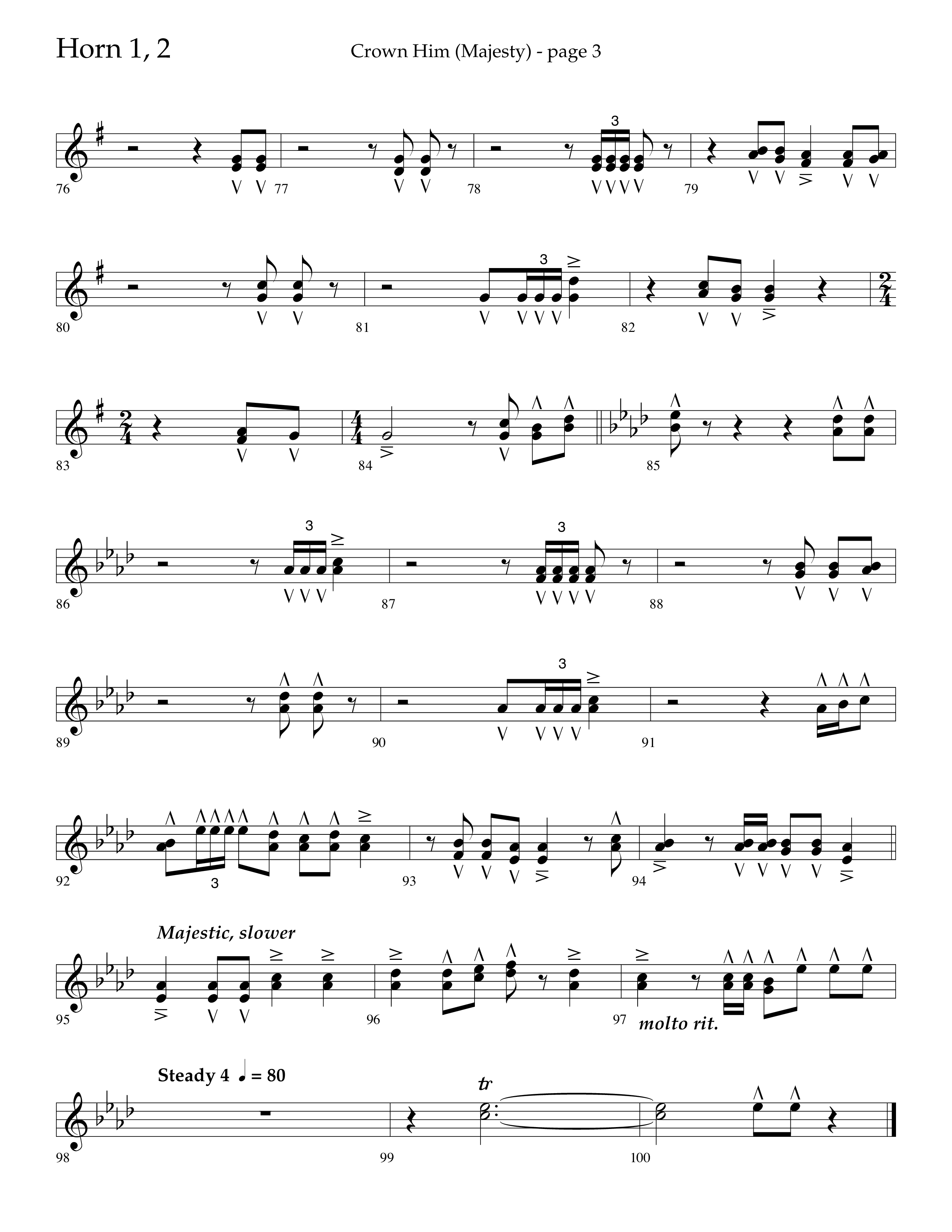 Crown Him (Majesty) (Choral Anthem SATB) French Horn 1/2 (Lifeway Choral / Arr. David T. Clydesdale)