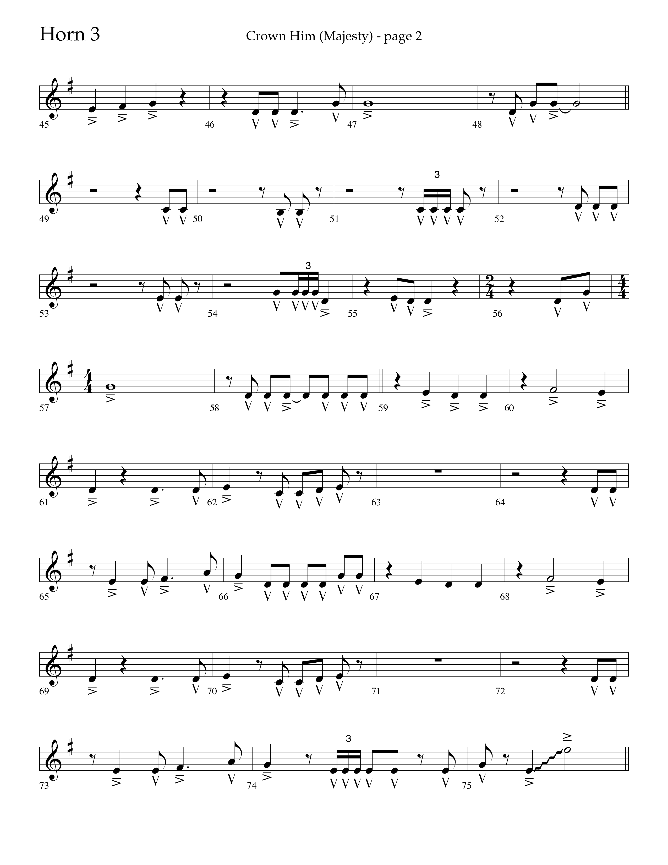 Crown Him (Majesty) (Choral Anthem SATB) French Horn 3 (Lifeway Choral / Arr. David T. Clydesdale)