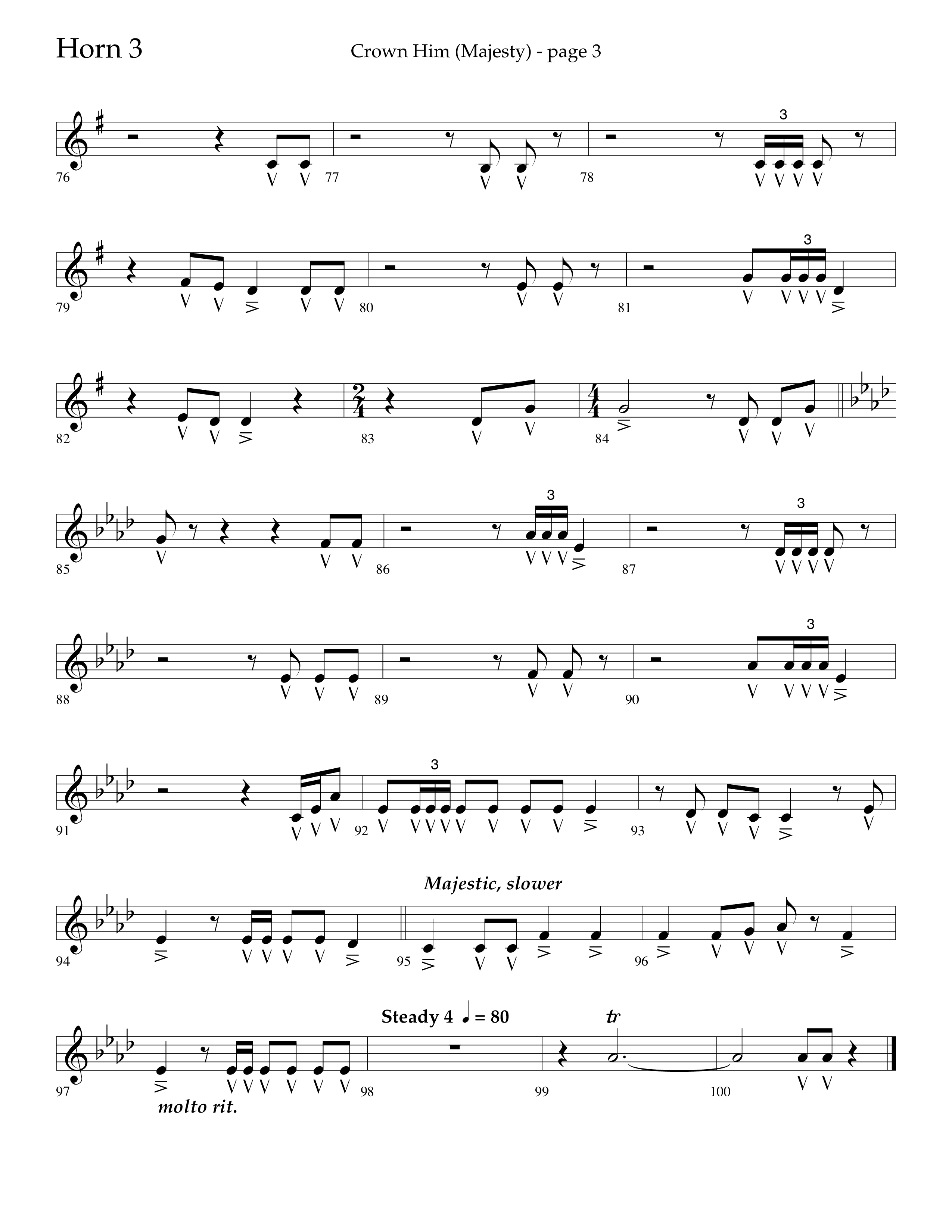Crown Him (Majesty) (Choral Anthem SATB) French Horn 3 (Lifeway Choral / Arr. David T. Clydesdale)