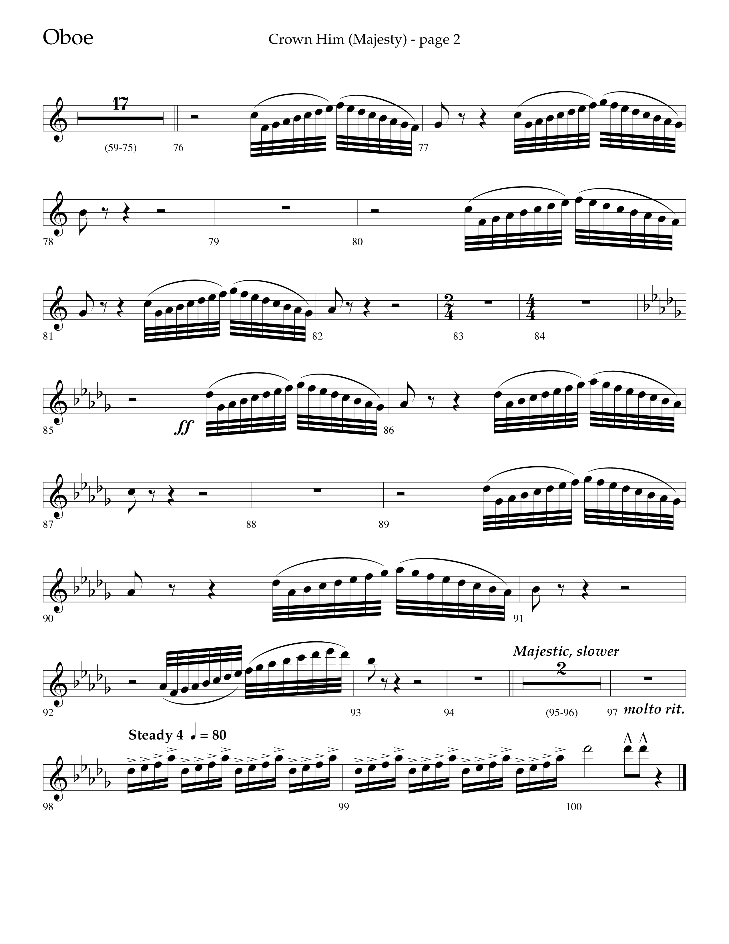 Crown Him (Majesty) (Choral Anthem SATB) Oboe (Lifeway Choral / Arr. David T. Clydesdale)