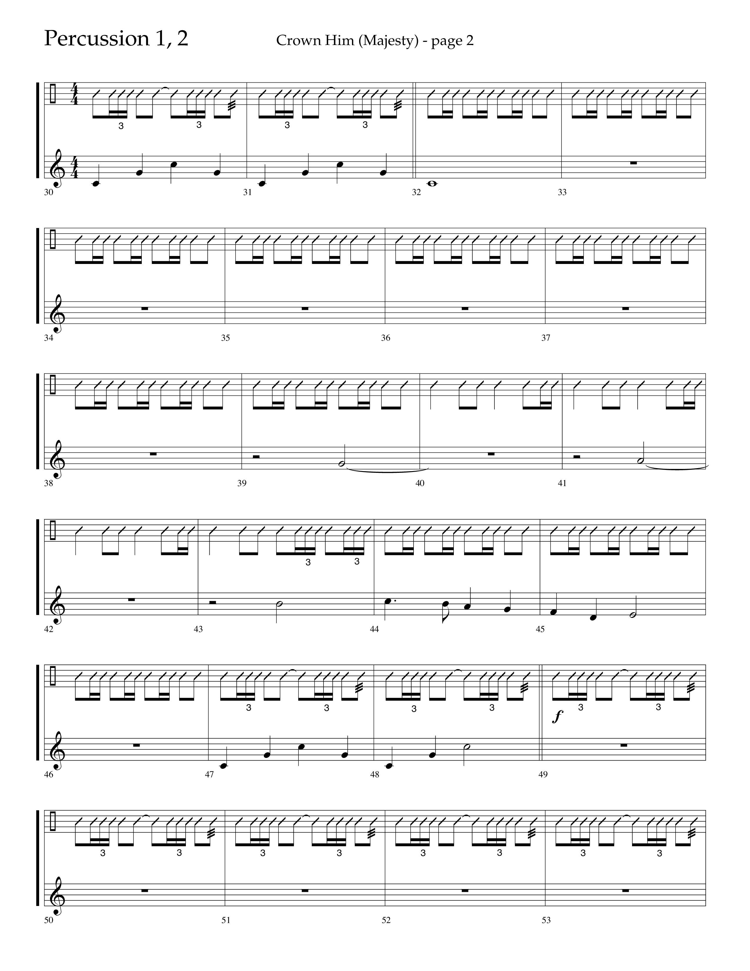 Crown Him (Majesty) (Choral Anthem SATB) Percussion 1/2 (Lifeway Choral / Arr. David T. Clydesdale)