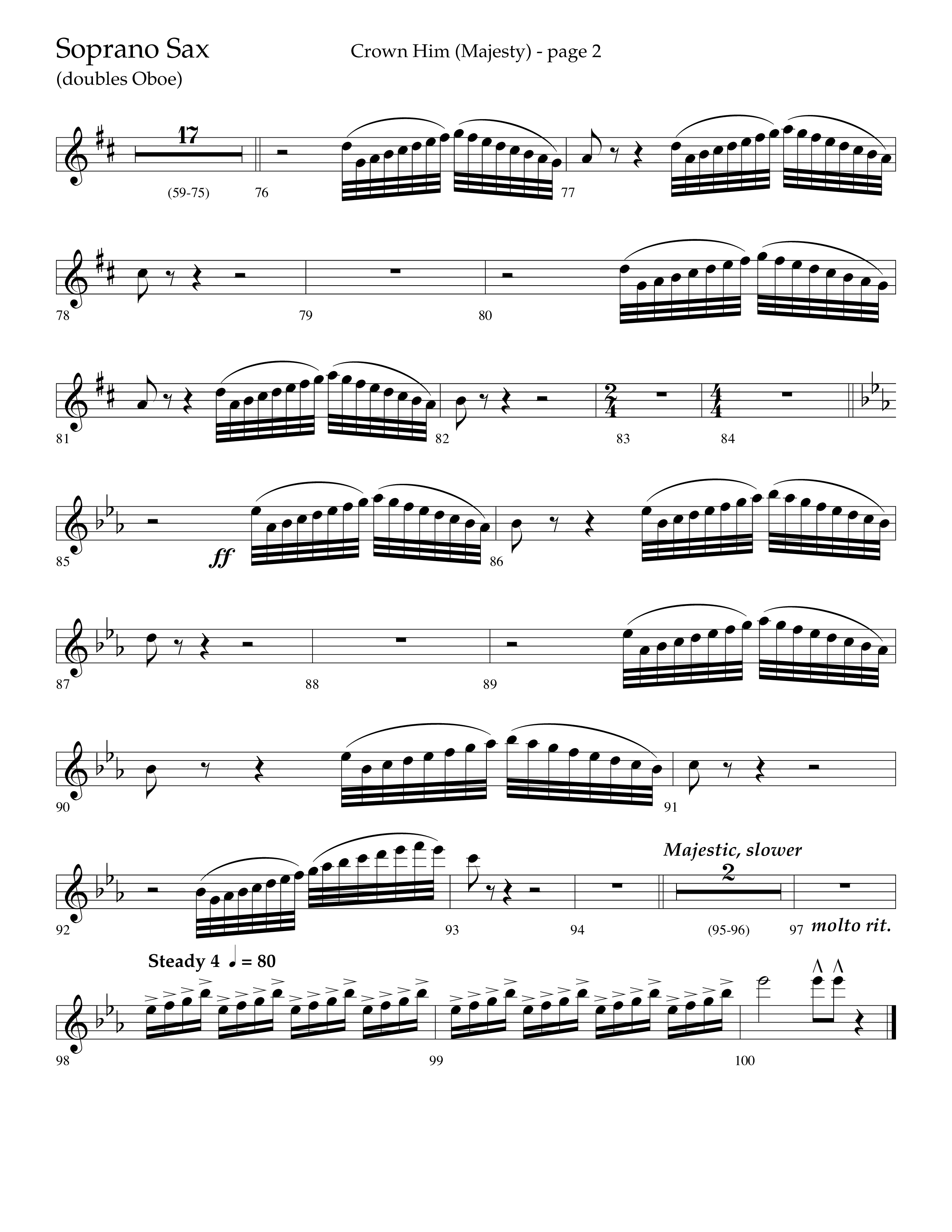 Crown Him (Majesty) (Choral Anthem SATB) Soprano Sax (Lifeway Choral / Arr. David T. Clydesdale)