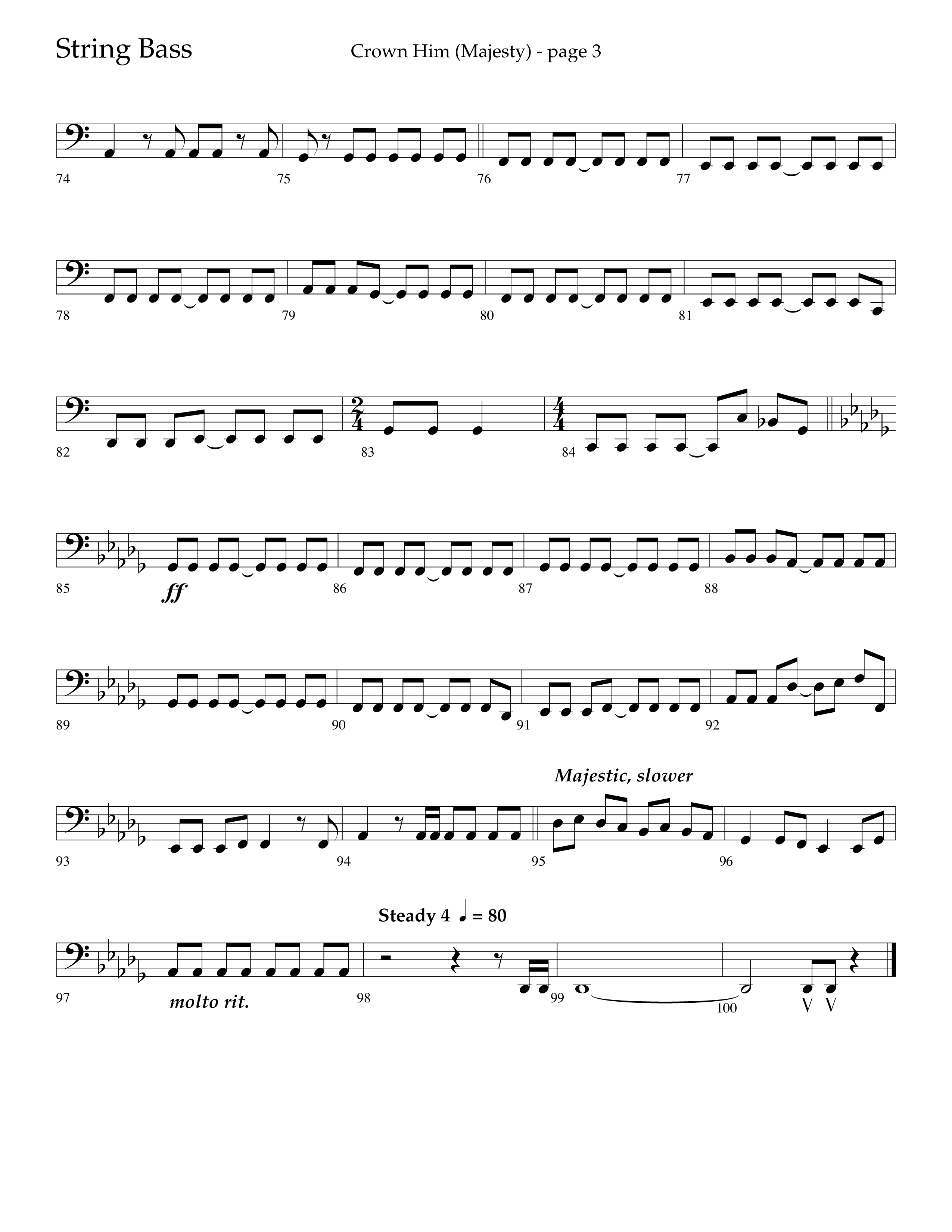 Crown Him (Majesty) (Choral Anthem SATB) String Bass (Lifeway Choral / Arr. David T. Clydesdale)