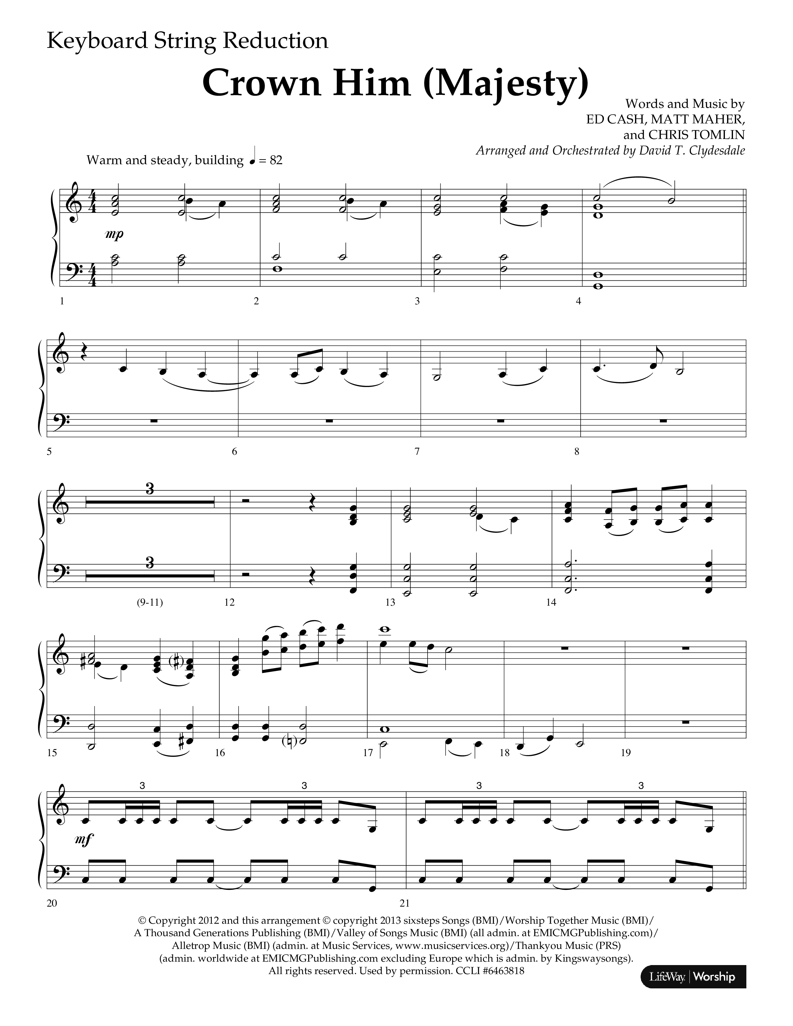 Crown Him (Majesty) (Choral Anthem SATB) String Reduction (Lifeway Choral / Arr. David T. Clydesdale)