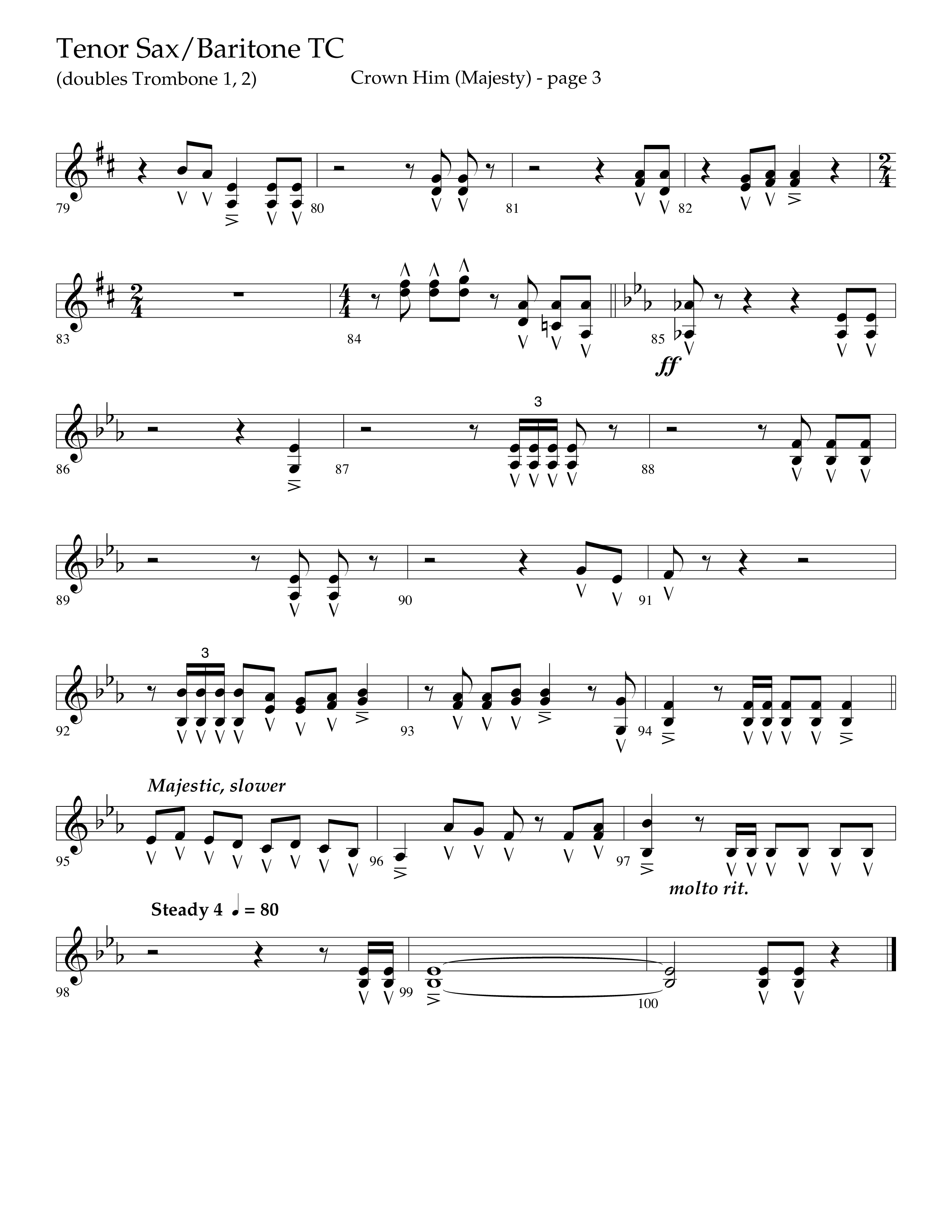 Crown Him (Majesty) (Choral Anthem SATB) Tenor Sax/Baritone T.C. (Lifeway Choral / Arr. David T. Clydesdale)