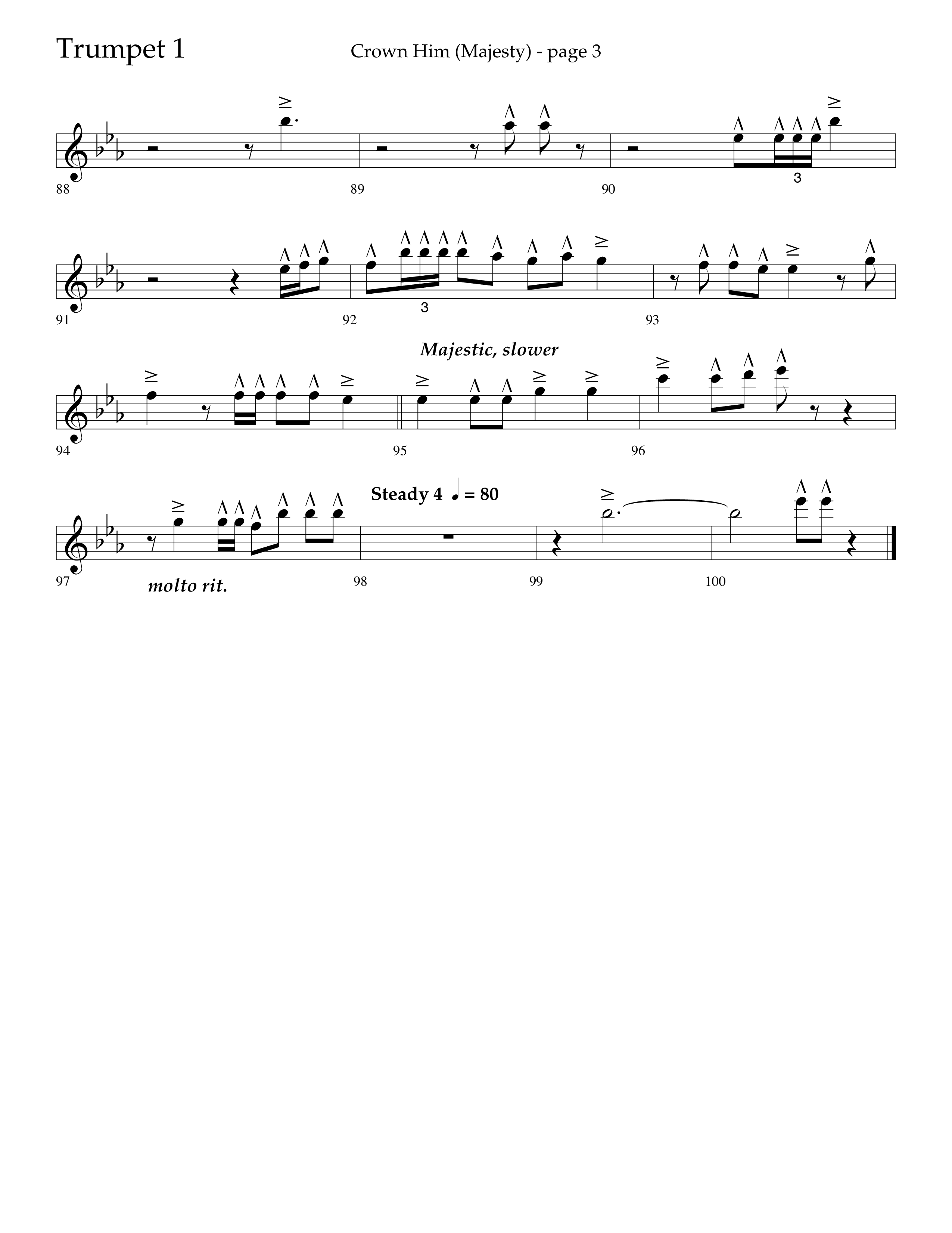 Crown Him (Majesty) (Choral Anthem SATB) Trumpet 1 (Lifeway Choral / Arr. David T. Clydesdale)