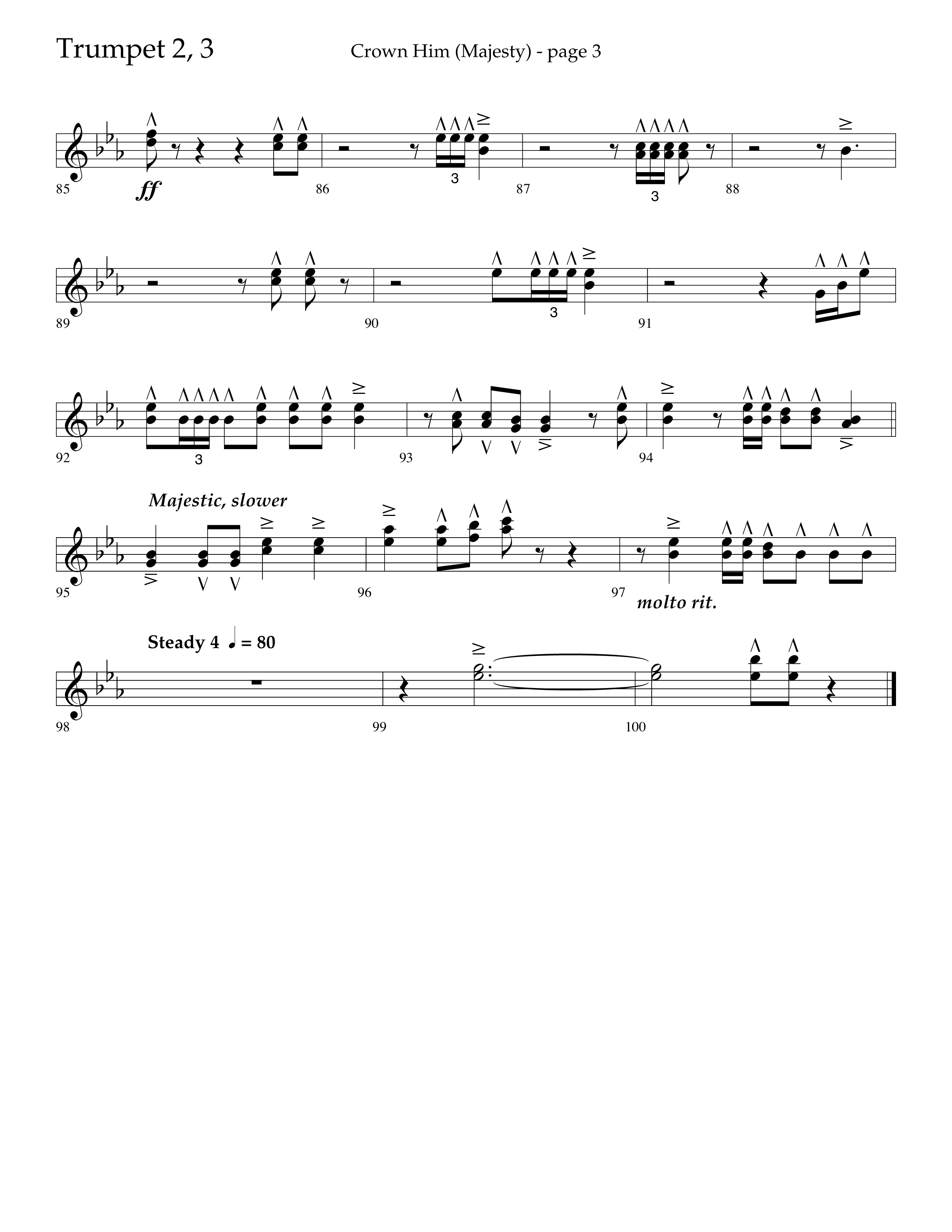 Crown Him (Majesty) (Choral Anthem SATB) Trumpet 2/3 (Lifeway Choral / Arr. David T. Clydesdale)