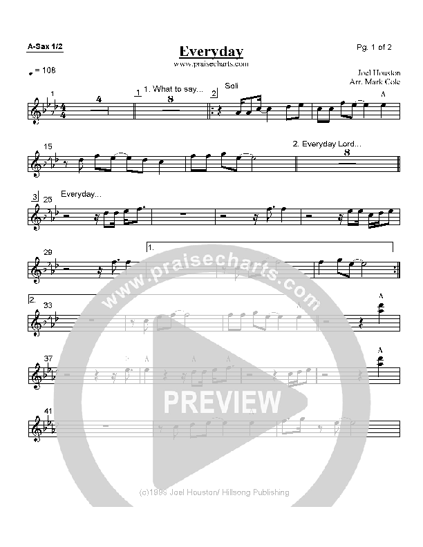 Everyday Alto Sax 1/2 (Hillsong Worship)