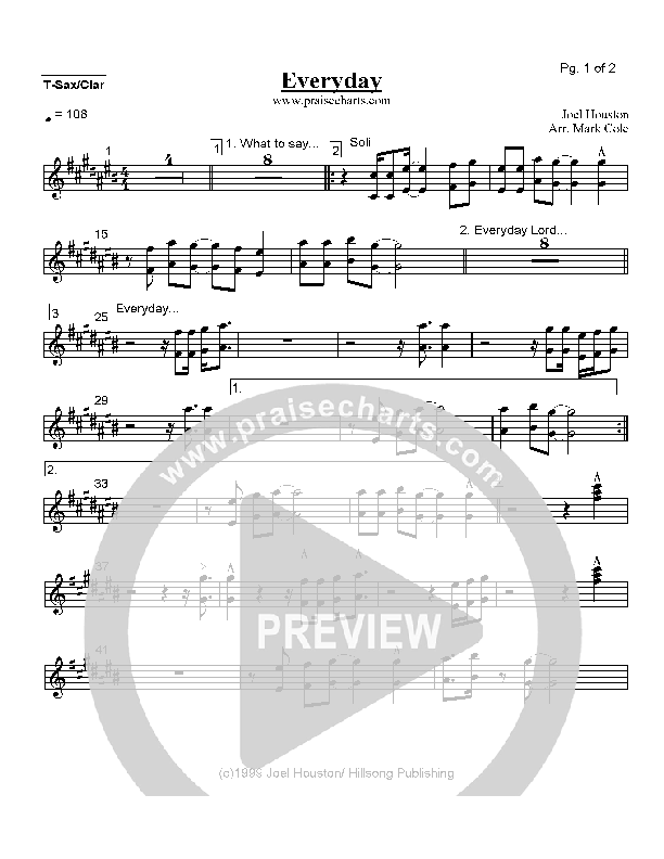 Everyday Tenor Sax/Clarinet (Hillsong Worship)