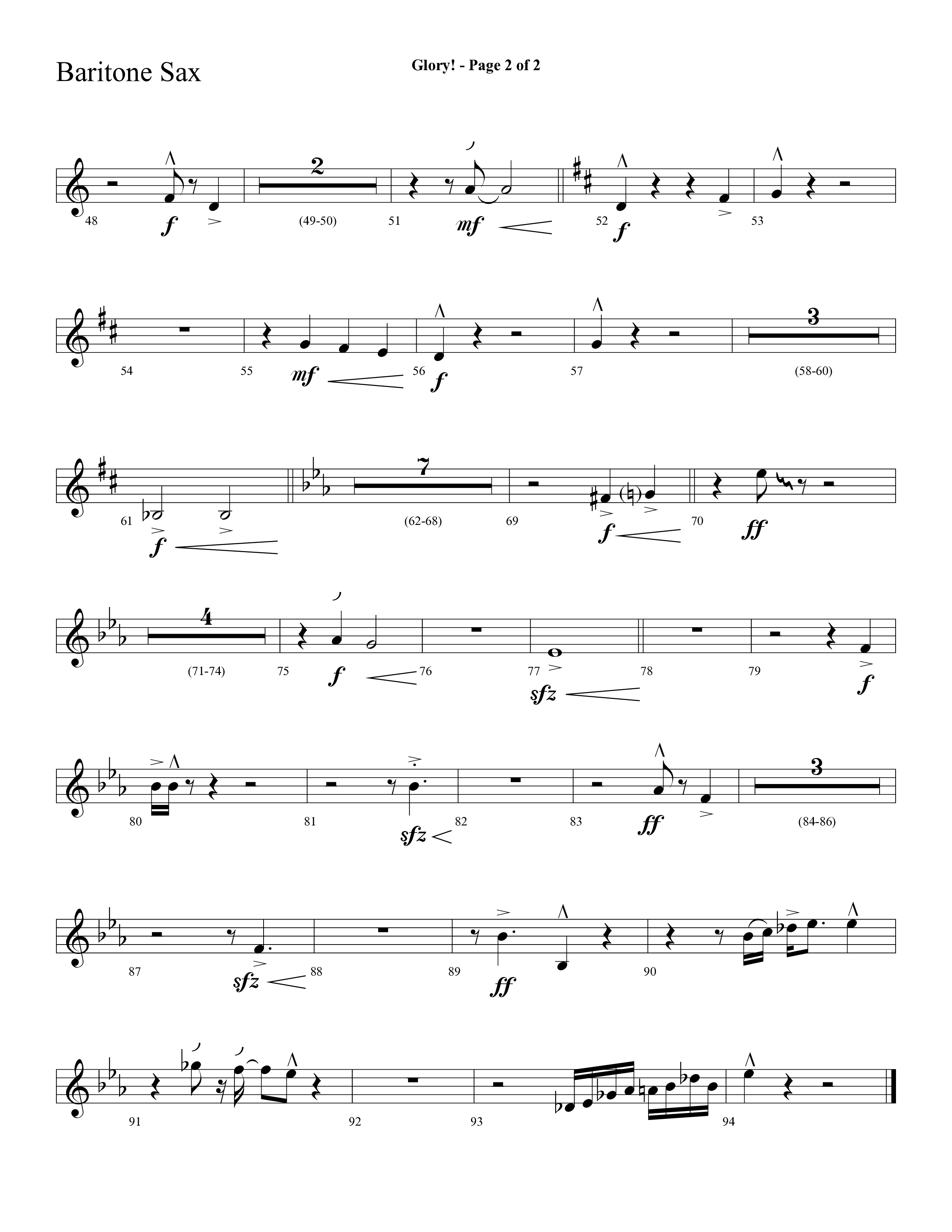 Glory (with Glory To His Name, Grace Greater Than Our SIn) (Choral Anthem SATB) Bari Sax (Lifeway Choral / Arr. Cliff Duren)