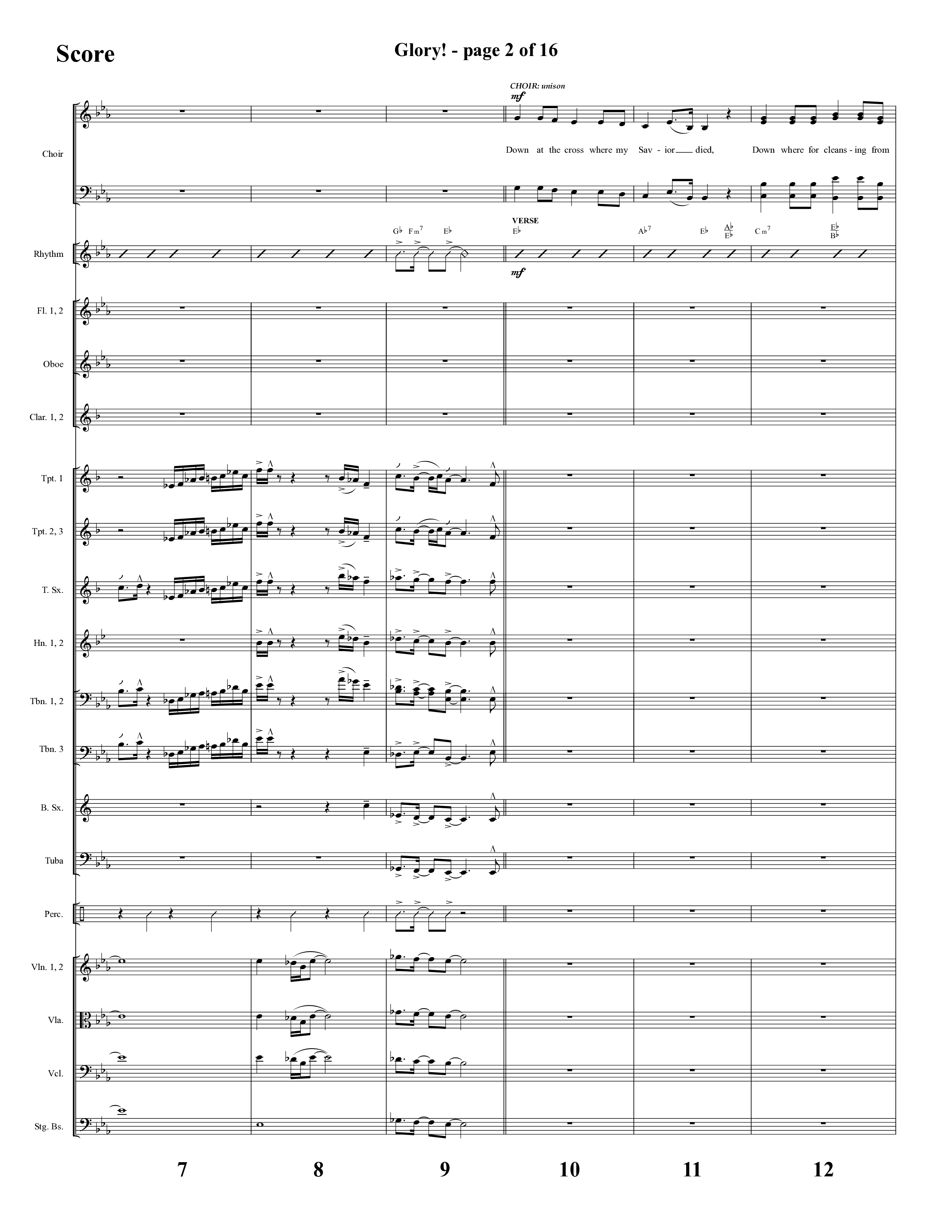 Glory (with Glory To His Name, Grace Greater Than Our SIn) (Choral Anthem SATB) Orchestration (Lifeway Choral / Arr. Cliff Duren)