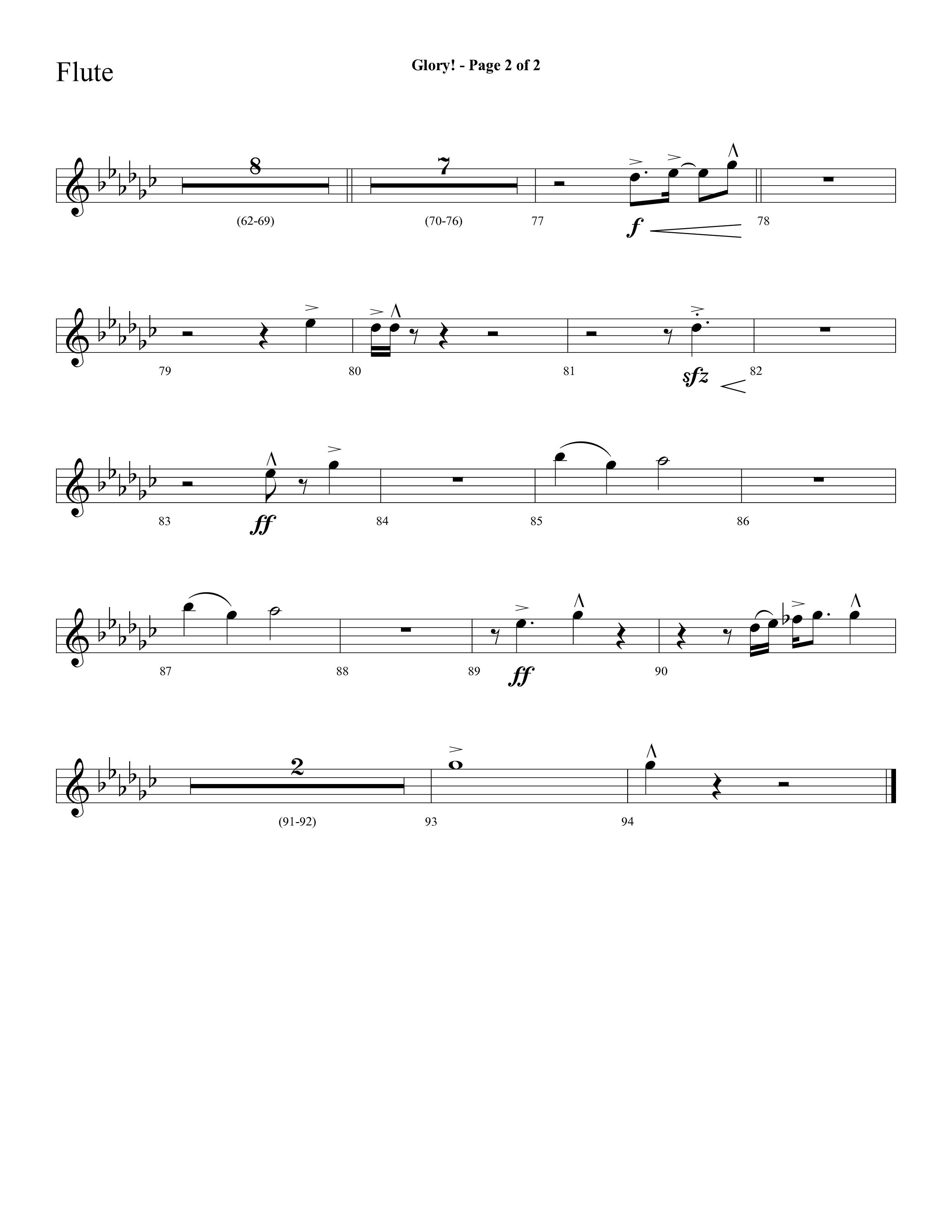 Glory (with Glory To His Name, Grace Greater Than Our SIn) (Choral Anthem SATB) Flute (Lifeway Choral / Arr. Cliff Duren)