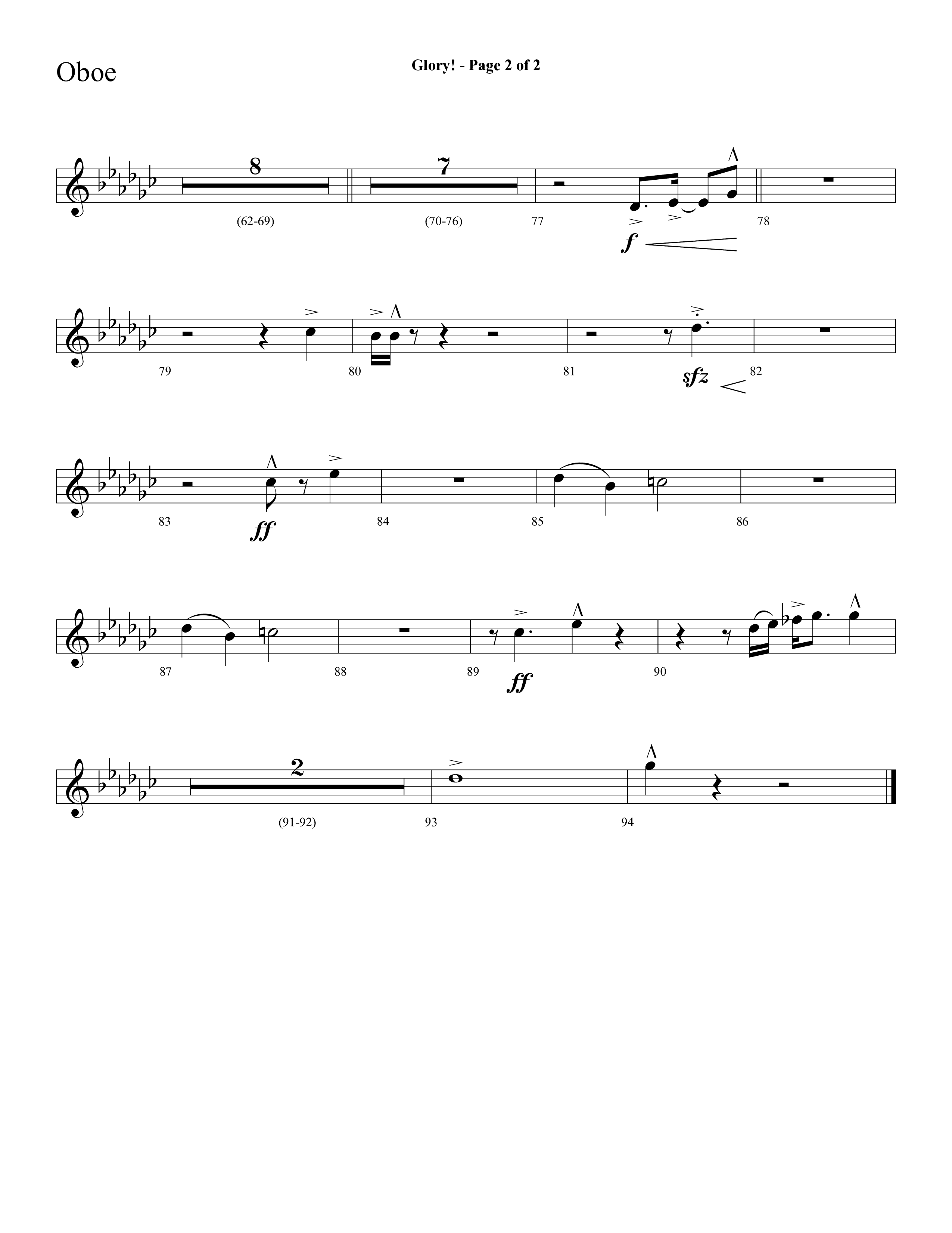 Glory (with Glory To His Name, Grace Greater Than Our SIn) (Choral Anthem SATB) Oboe (Lifeway Choral / Arr. Cliff Duren)