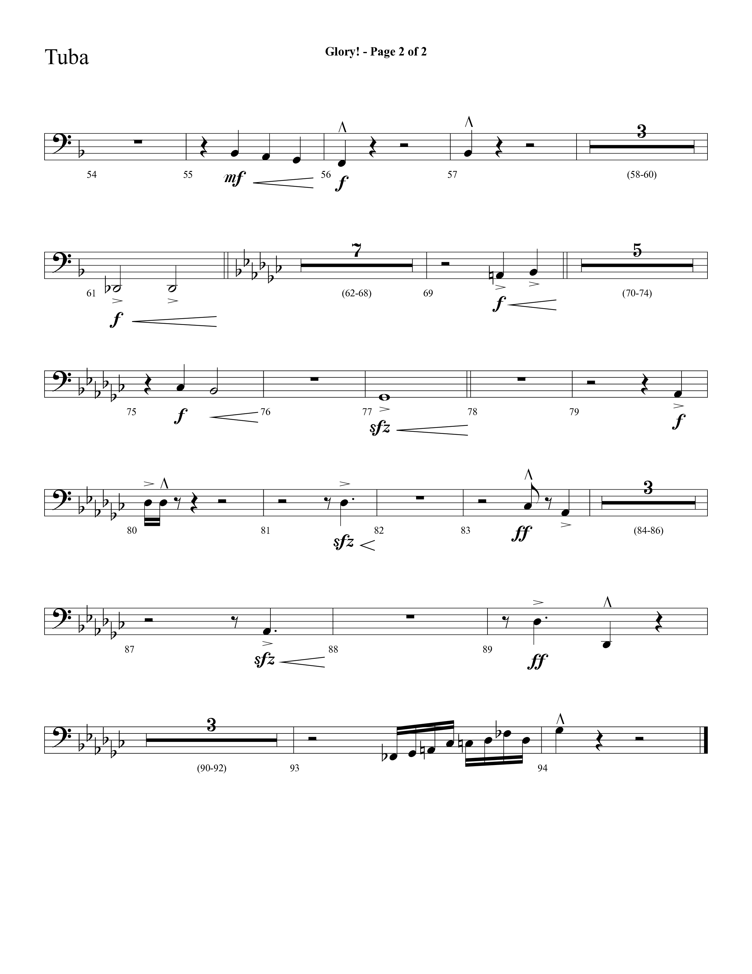 Glory (with Glory To His Name, Grace Greater Than Our SIn) (Choral Anthem SATB) Tuba (Lifeway Choral / Arr. Cliff Duren)