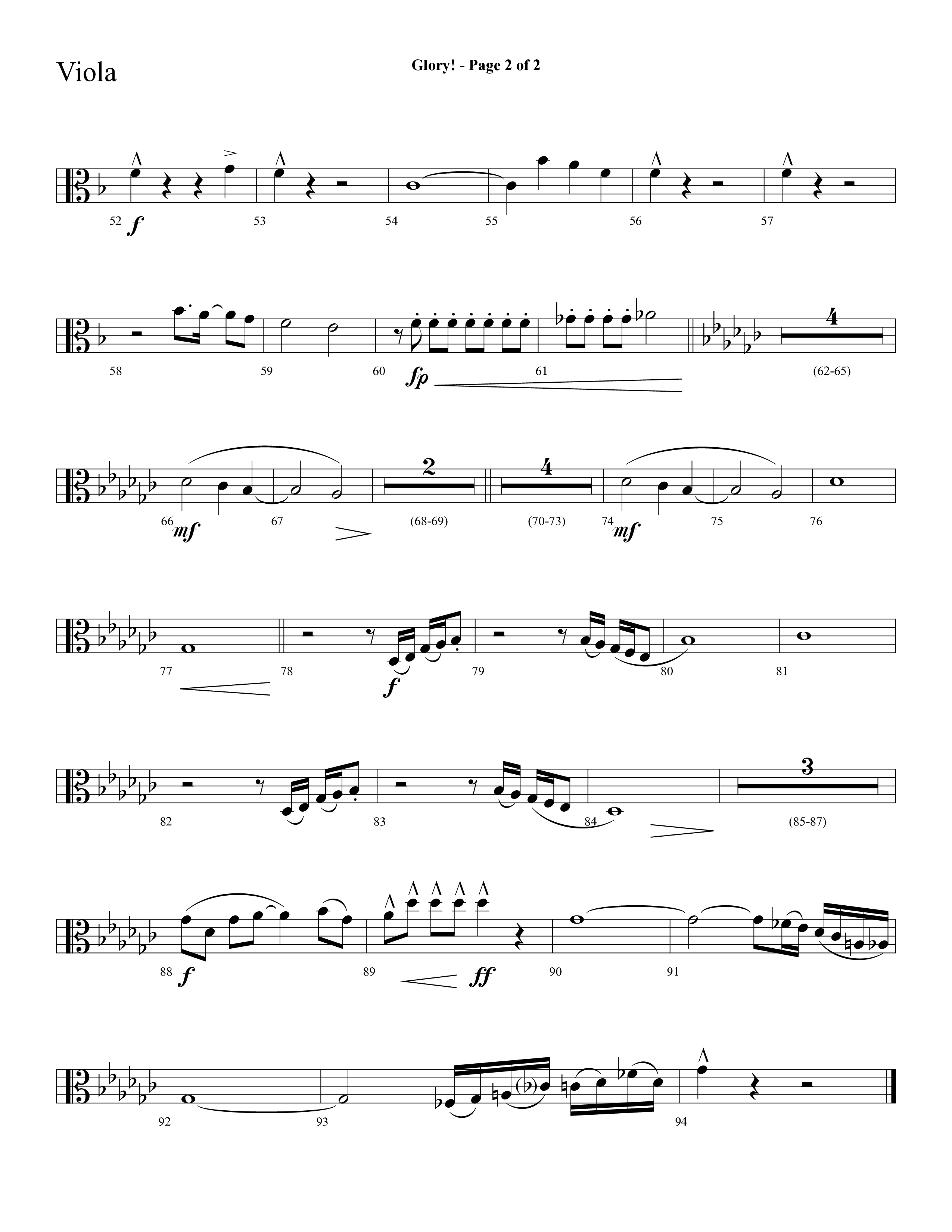 Glory (with Glory To His Name, Grace Greater Than Our SIn) (Choral Anthem SATB) Viola (Lifeway Choral / Arr. Cliff Duren)