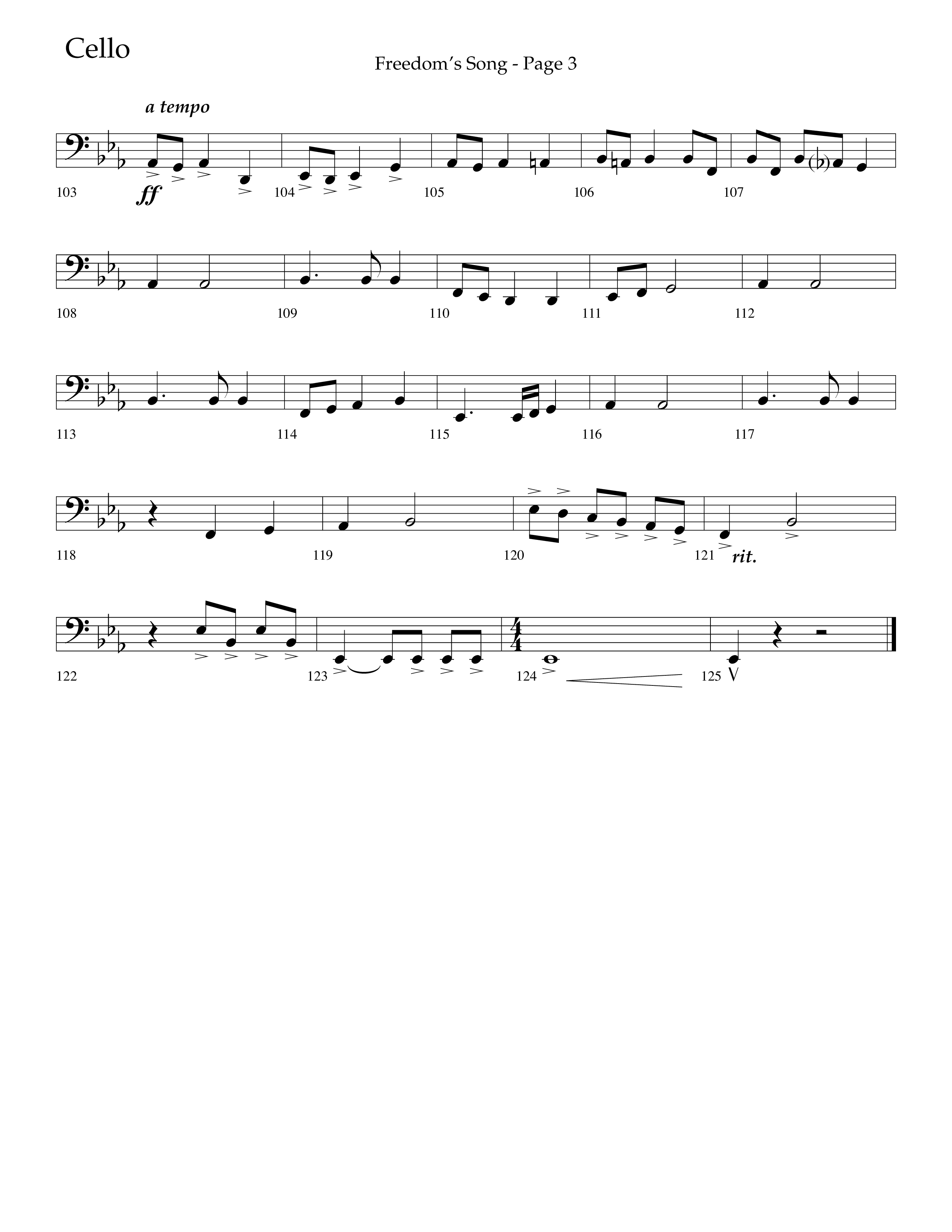 Freedoms Song (with My Country 'Tis Of Thee, America The Beautiful) (Choral Anthem SATB) Cello (Lifeway Choral / Arr. Camp Kirkland)