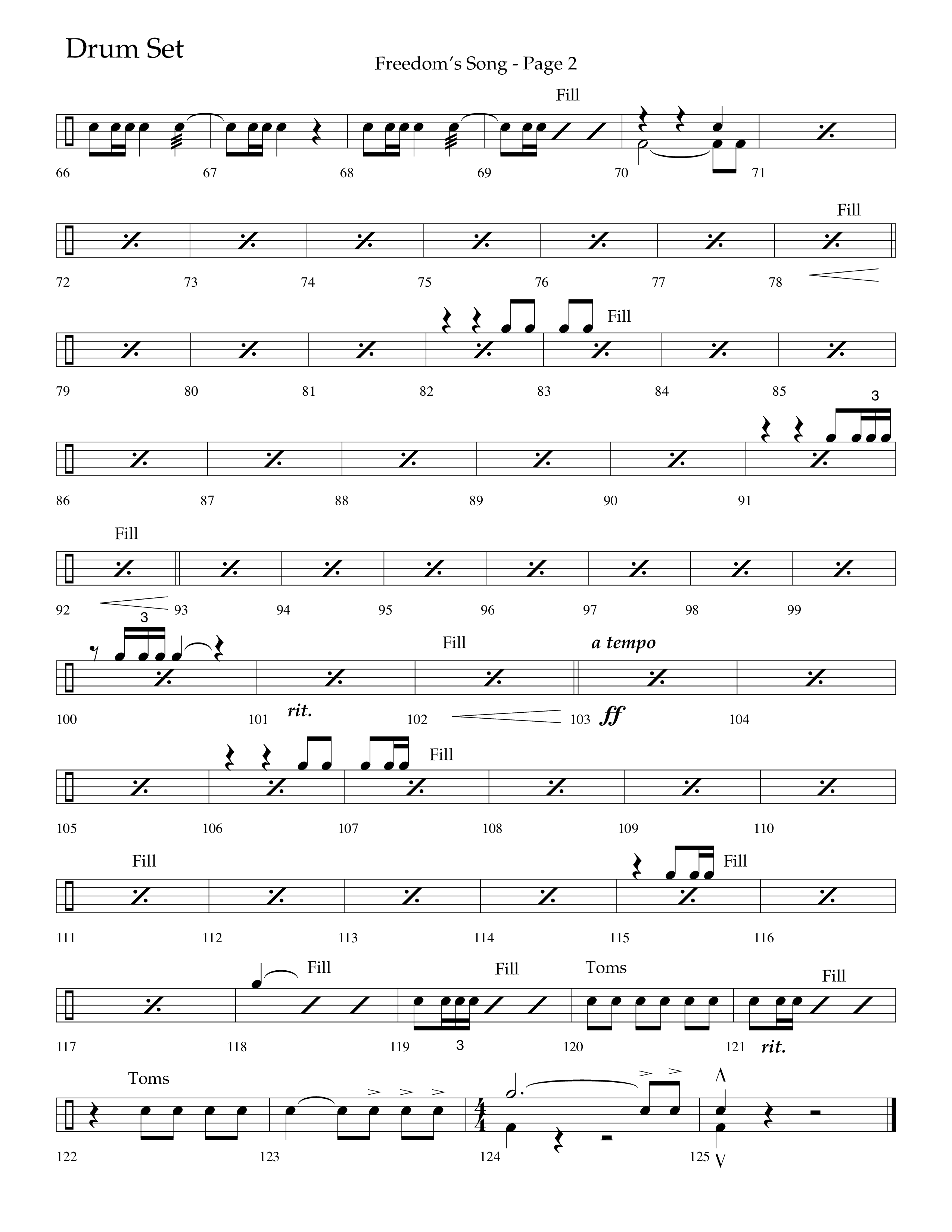 Freedoms Song (with My Country 'Tis Of Thee, America The Beautiful) (Choral Anthem SATB) Drum Set (Lifeway Choral / Arr. Camp Kirkland)