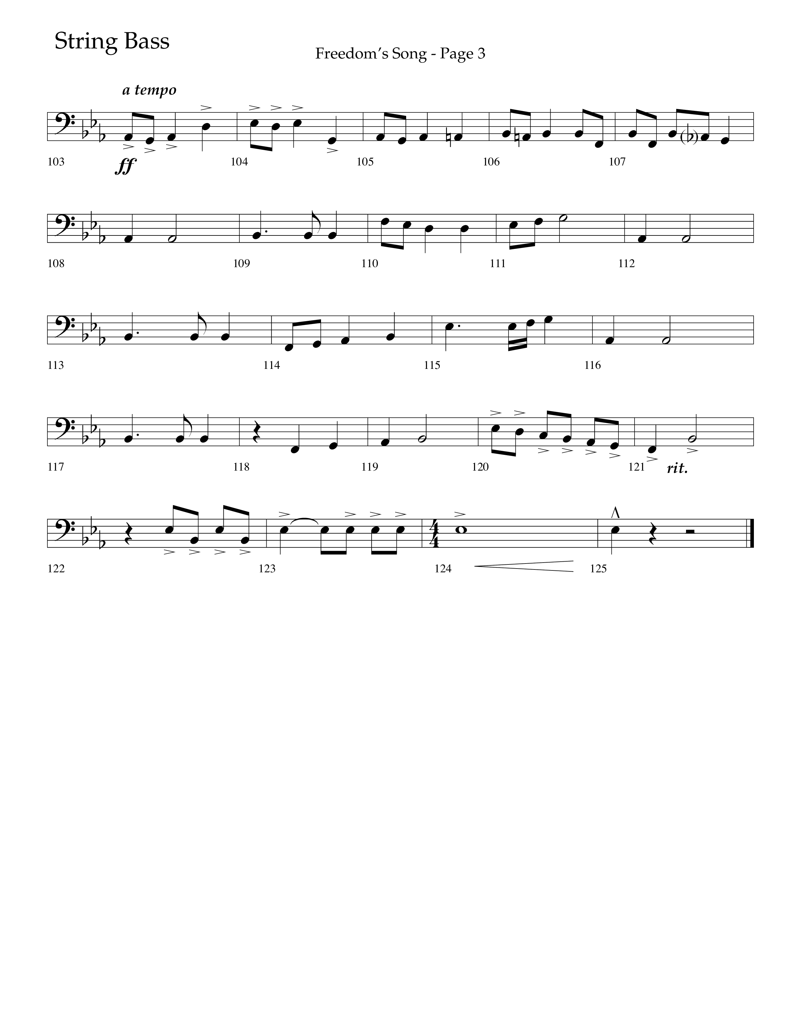 Freedoms Song (with My Country 'Tis Of Thee, America The Beautiful) (Choral Anthem SATB) String Bass (Lifeway Choral / Arr. Camp Kirkland)