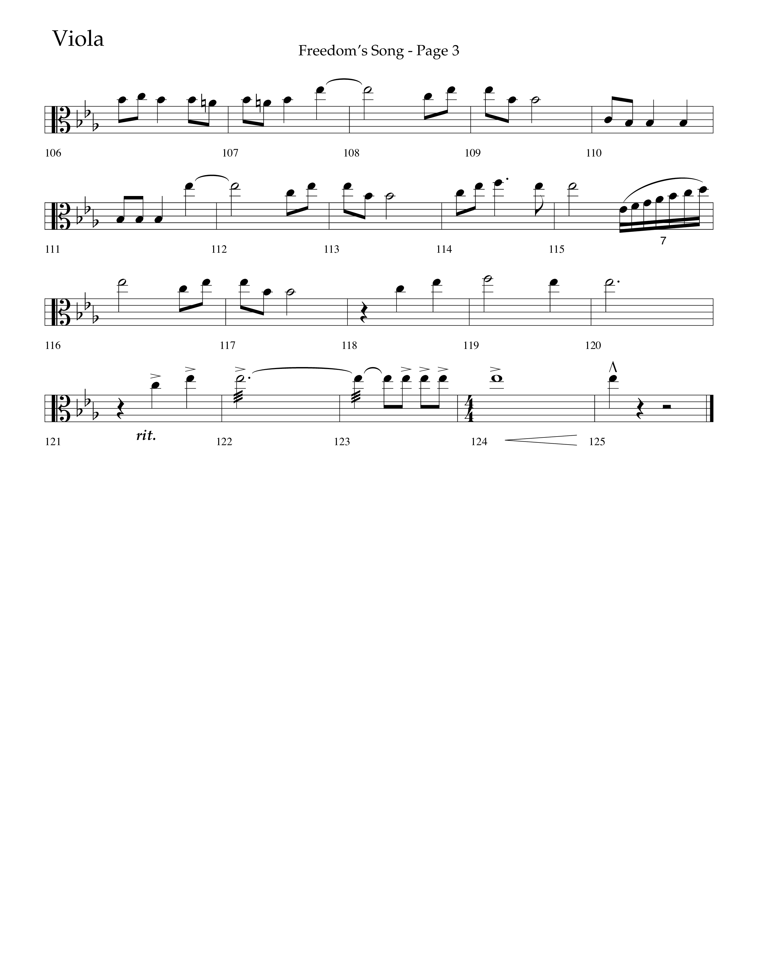 Freedoms Song (with My Country 'Tis Of Thee, America The Beautiful) (Choral Anthem SATB) Viola (Lifeway Choral / Arr. Camp Kirkland)