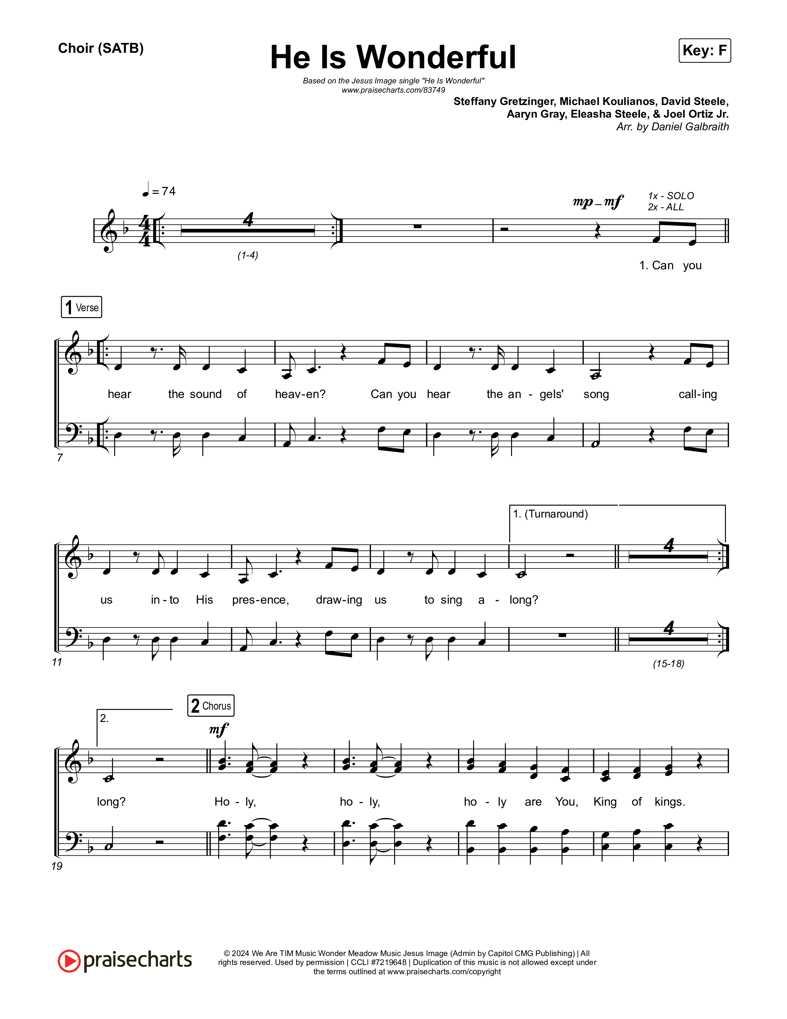 He Is Wonderful Choir Sheet (SATB) (Jesus Image)