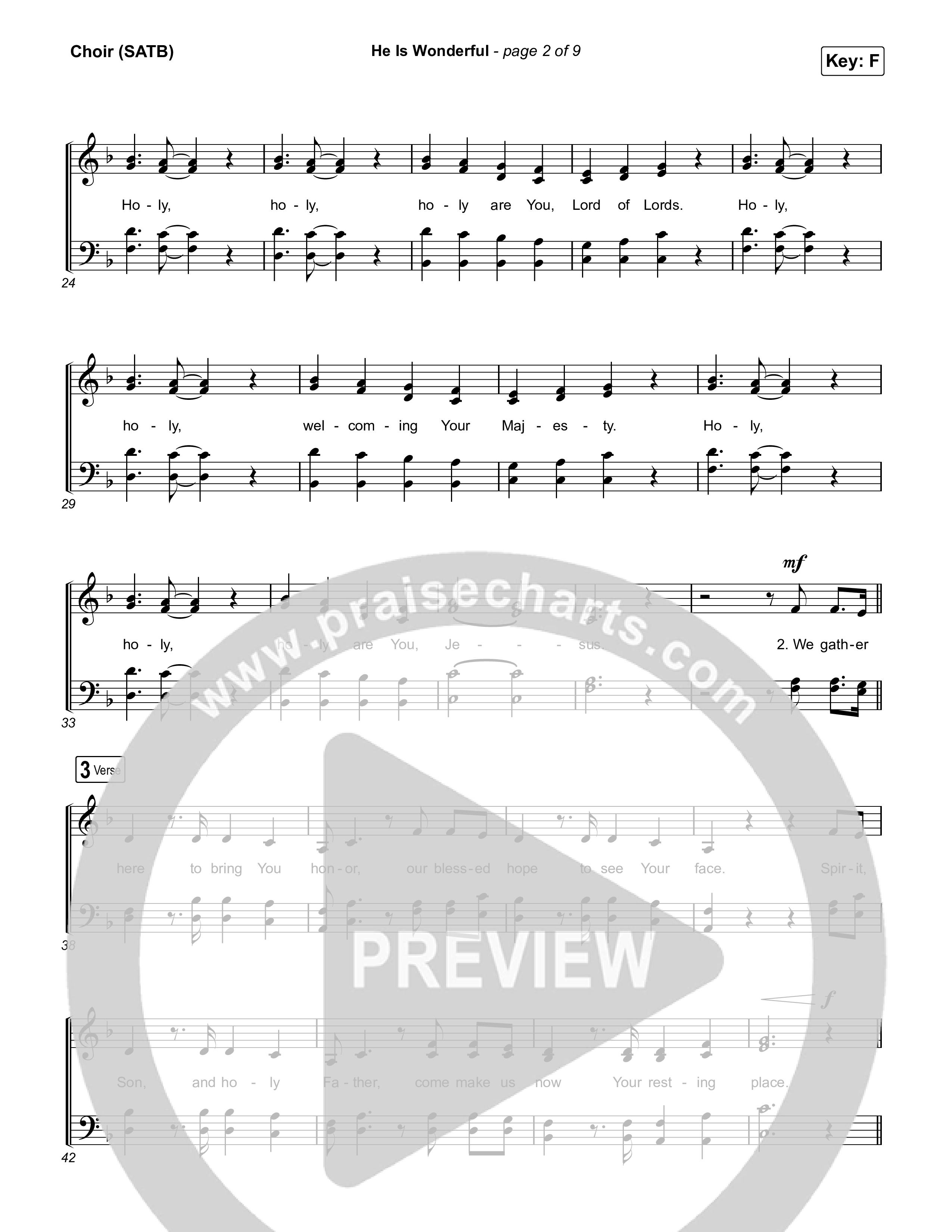 He Is Wonderful Choir Sheet (SATB) (Jesus Image)