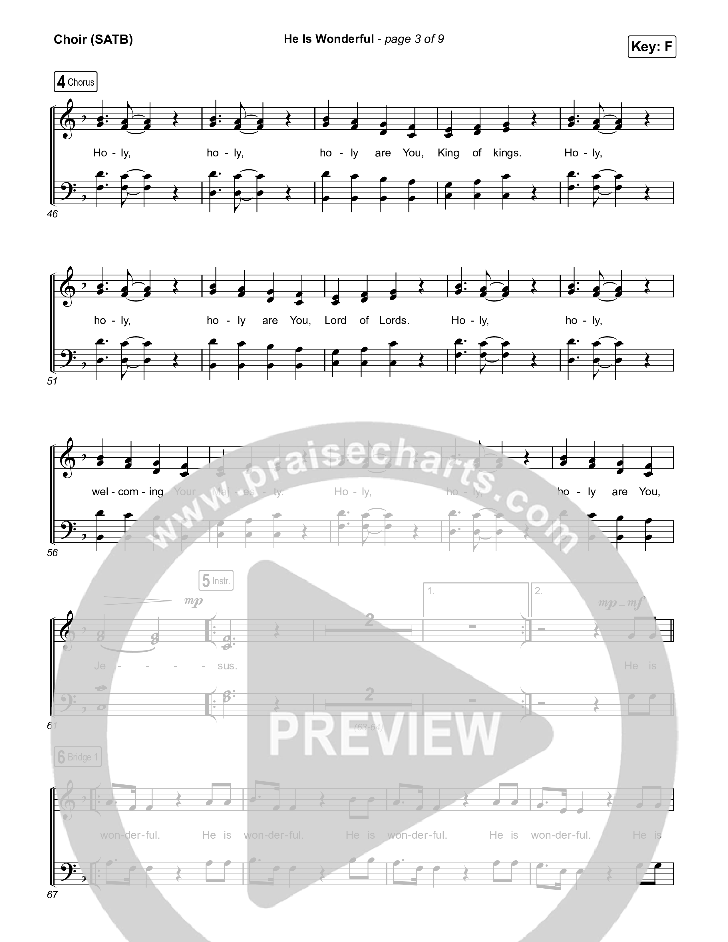 He Is Wonderful Choir Sheet (SATB) (Jesus Image)