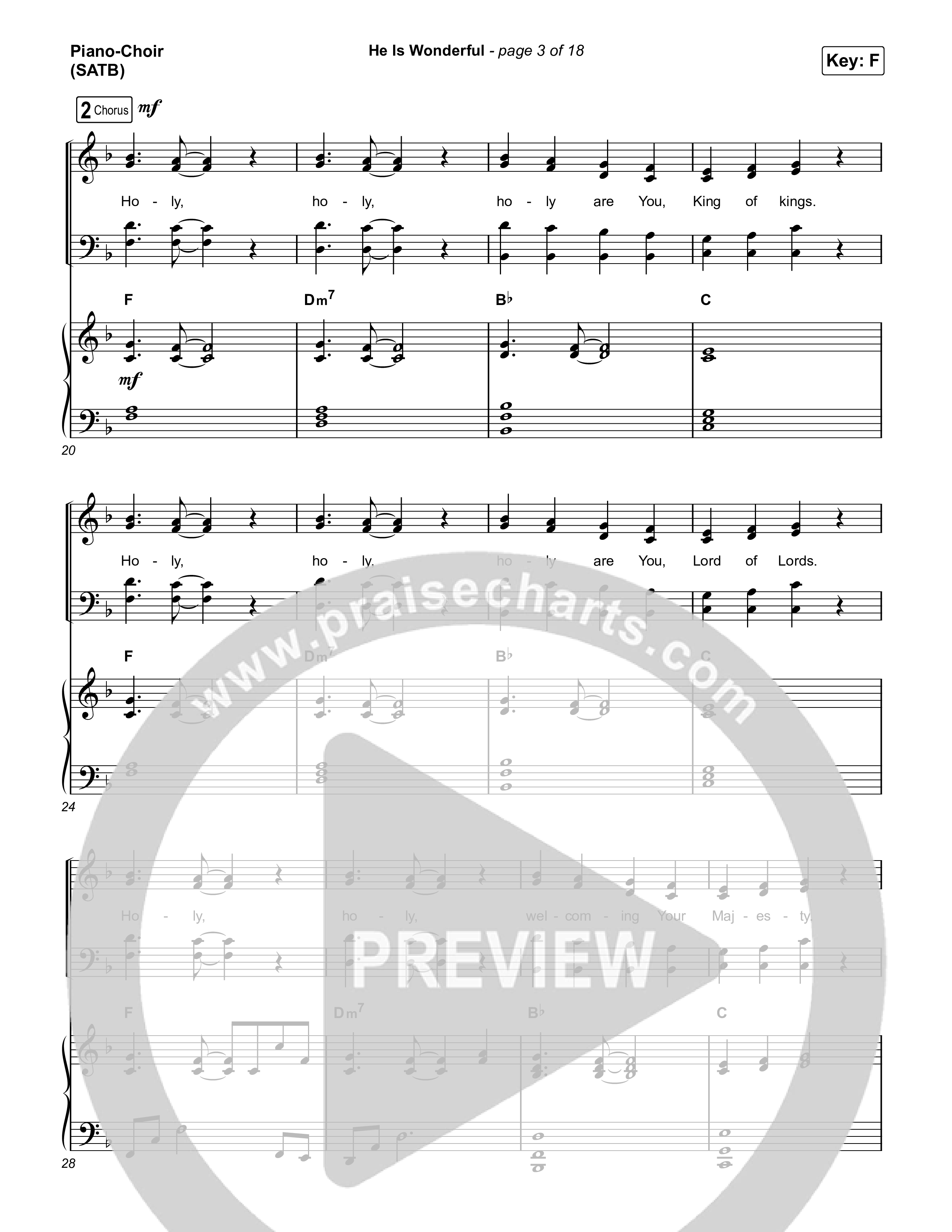 He Is Wonderful Piano/Vocal (SATB) (Jesus Image)