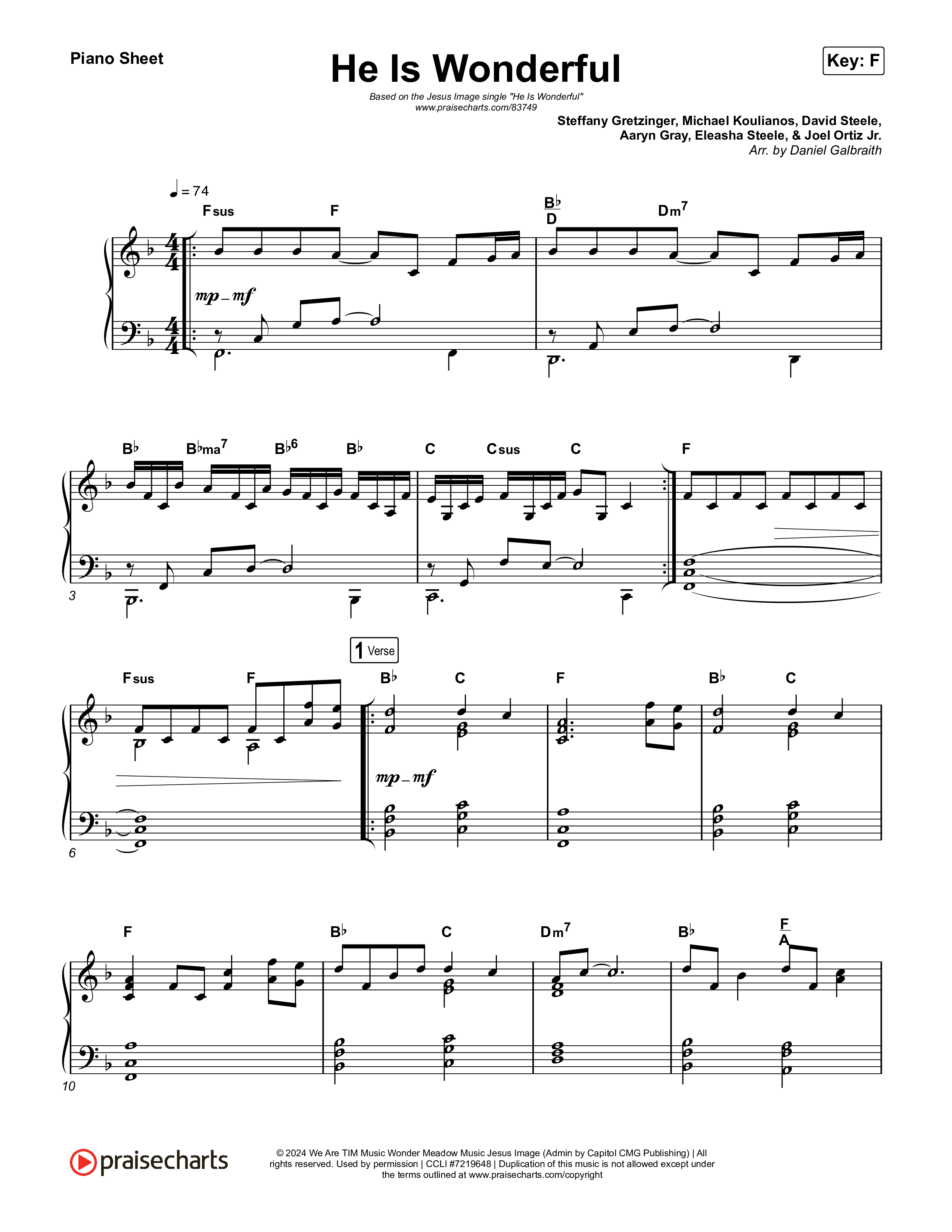 He Is Wonderful Piano Sheet (Jesus Image)