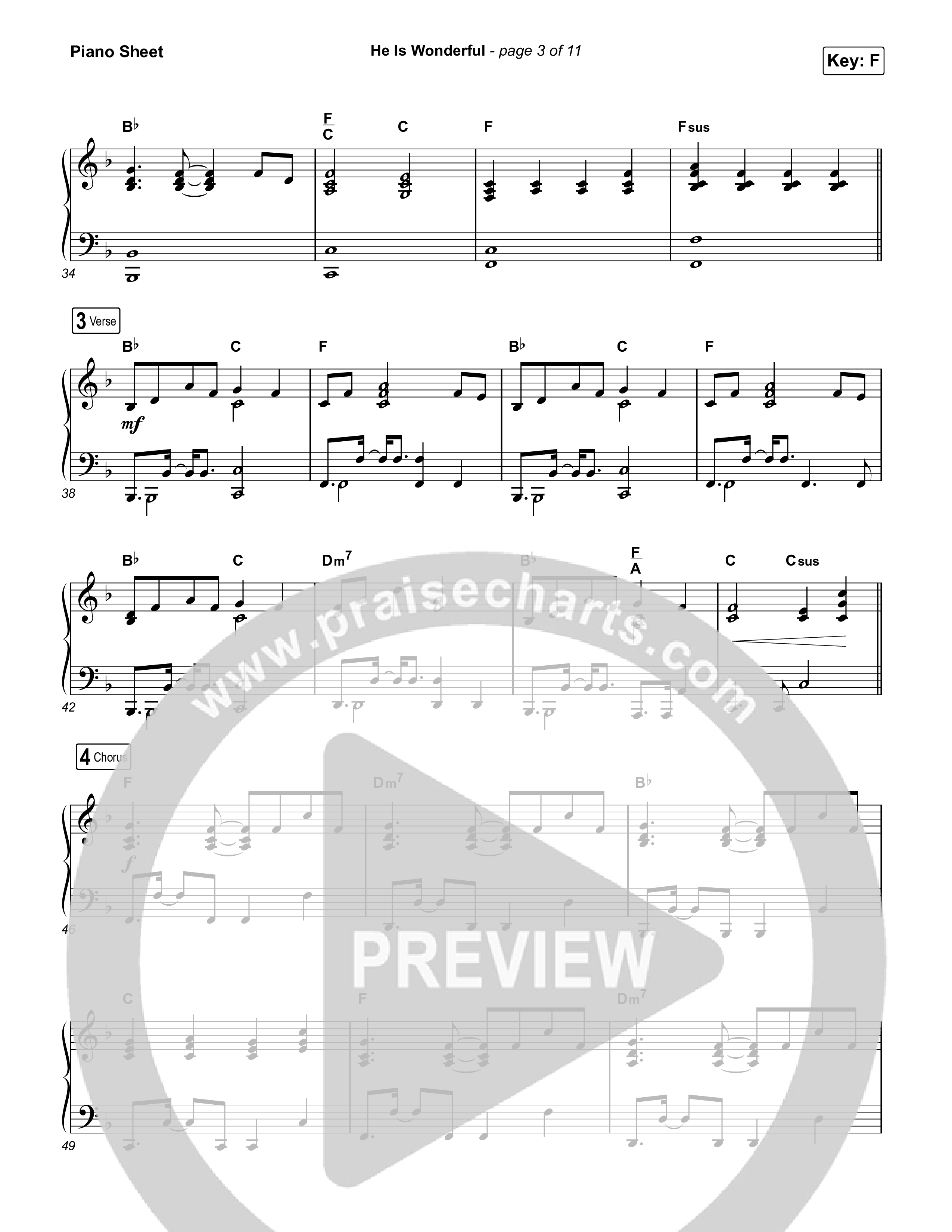 He Is Wonderful Piano Sheet (Jesus Image)