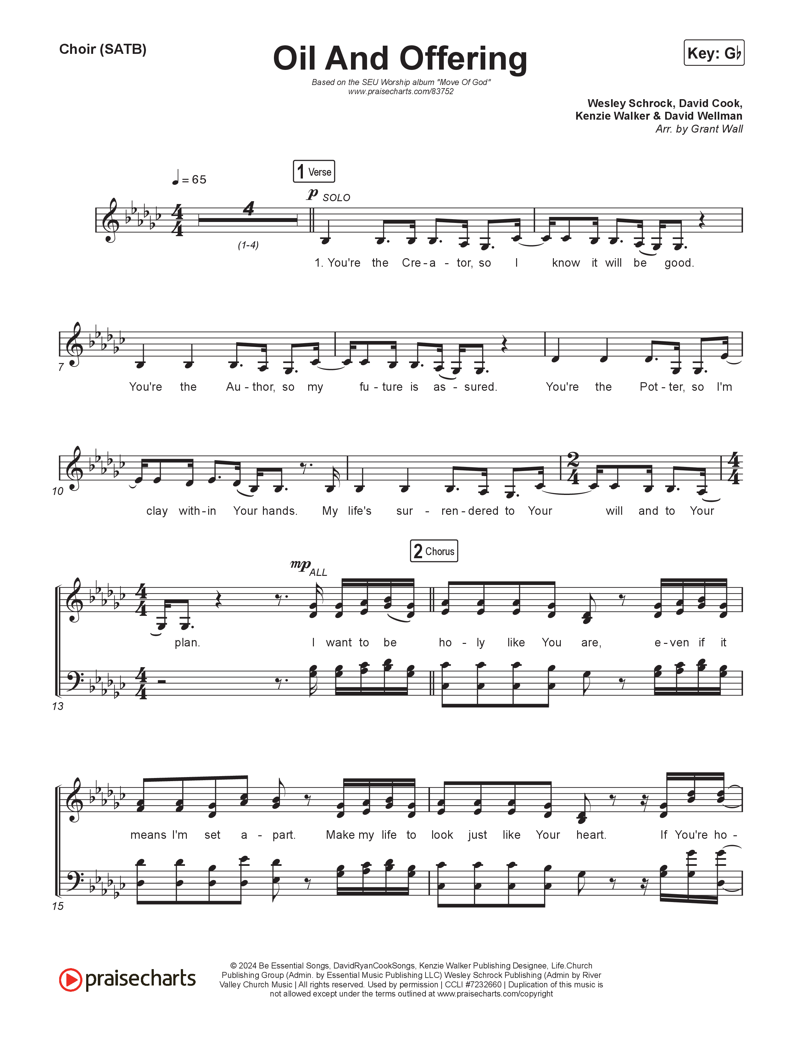 Oil And Offering (Live) Choir Sheet (SATB) (SEU Worship / Sydney James)