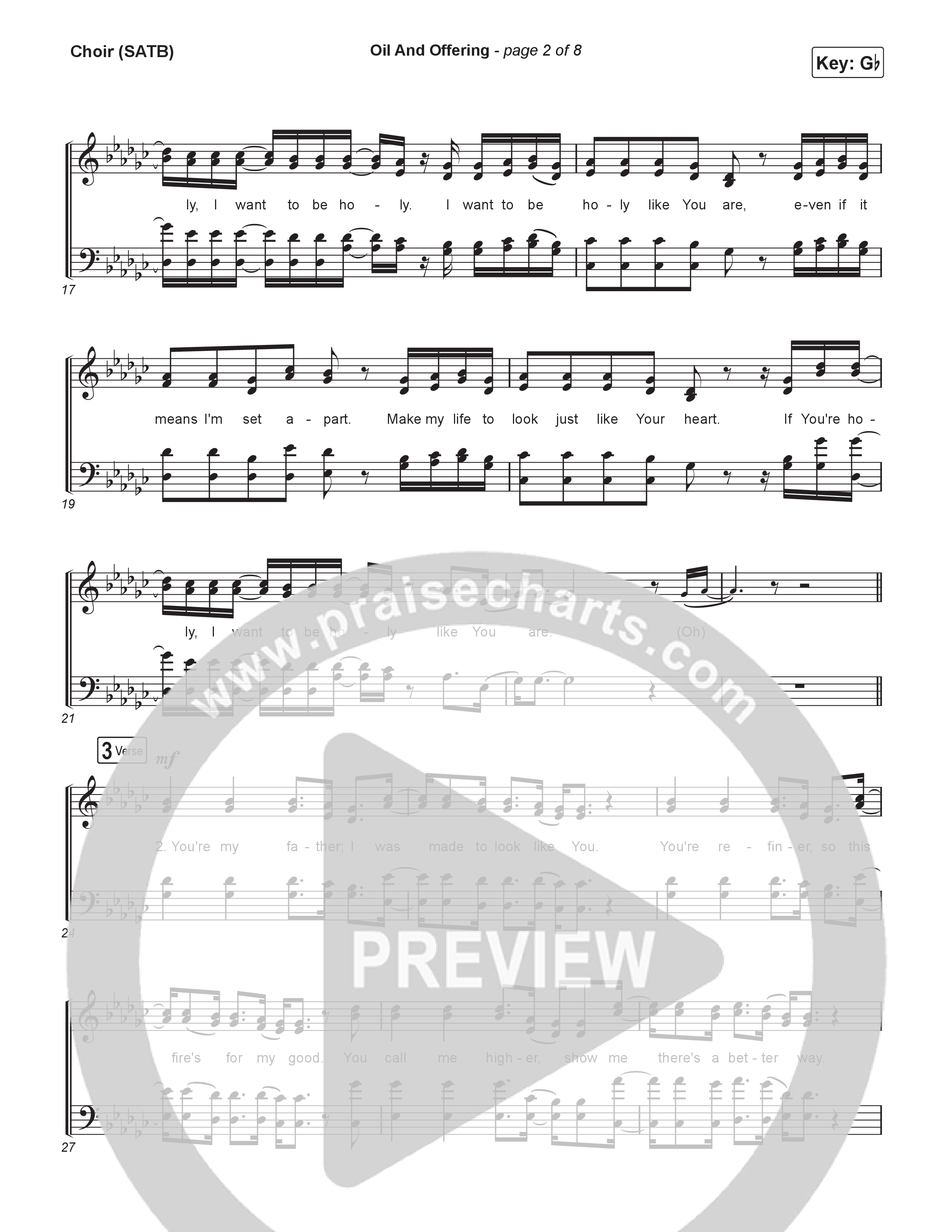 Oil And Offering (Live) Choir Sheet (SATB) (SEU Worship / Sydney James)