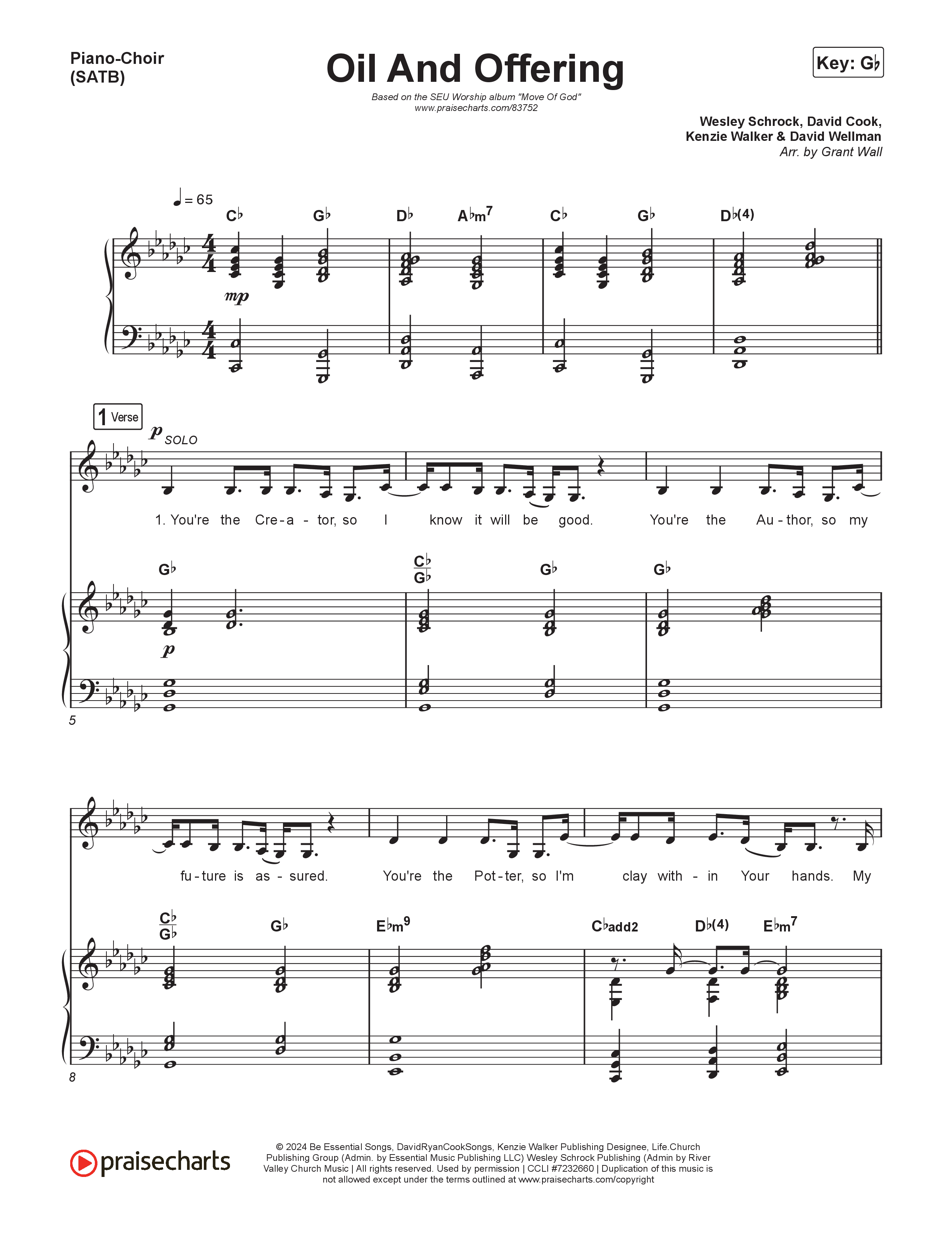 Oil And Offering (Live) Piano/Vocal (SATB) (SEU Worship / Sydney James)