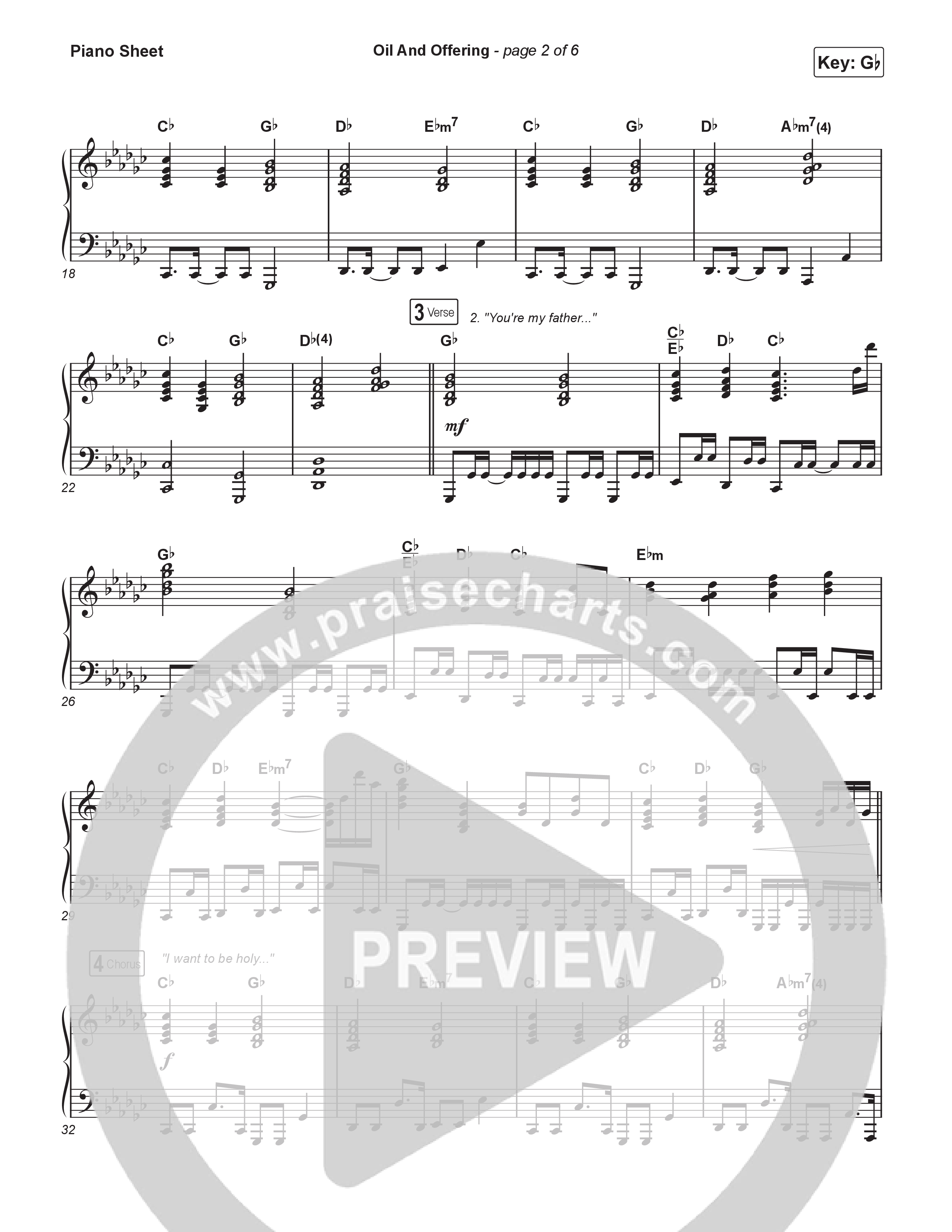 Oil And Offering (Live) Piano Sheet (SEU Worship / Sydney James)