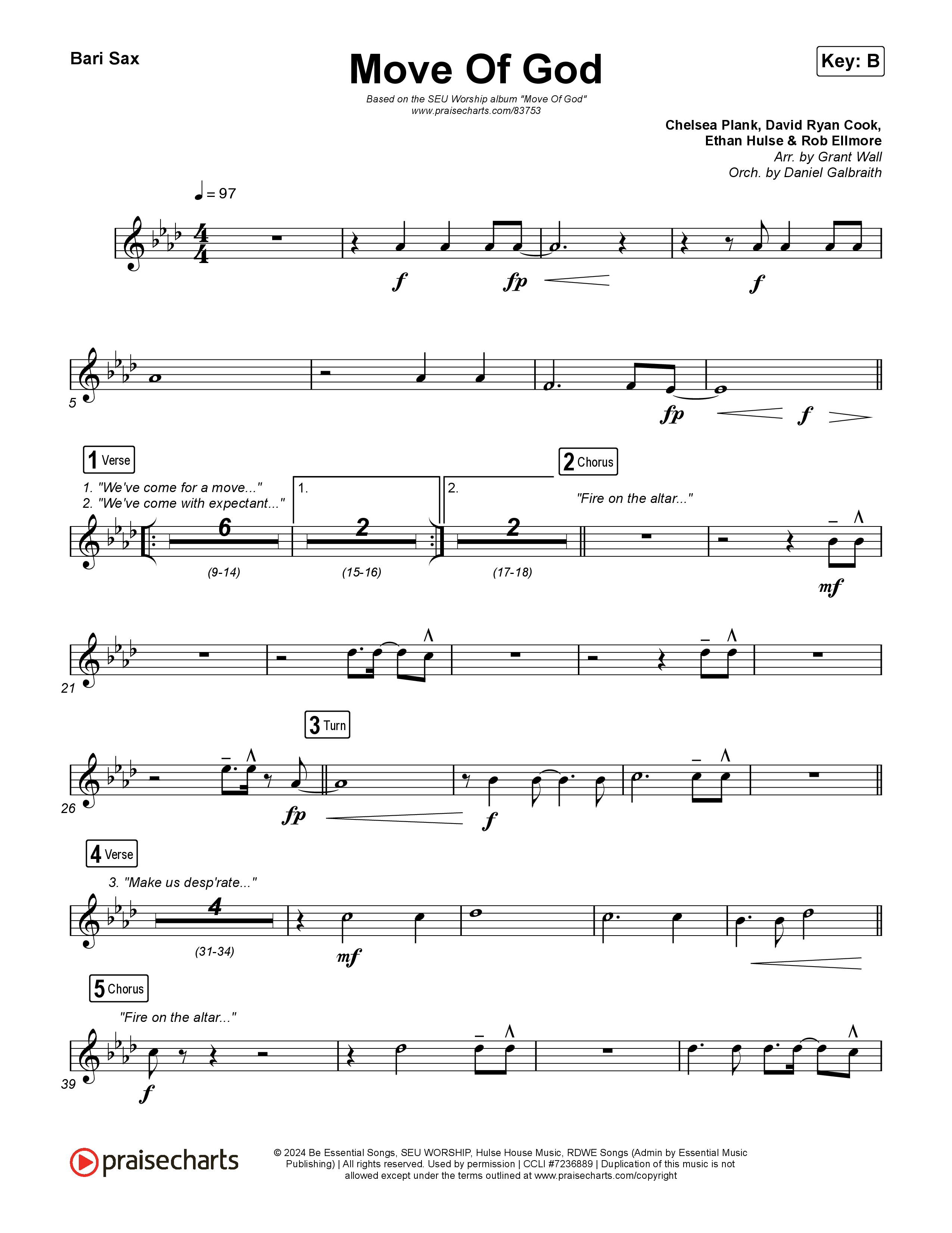 Move Of God (Live) Bari Sax (SEU Worship / David Ryan Cook)