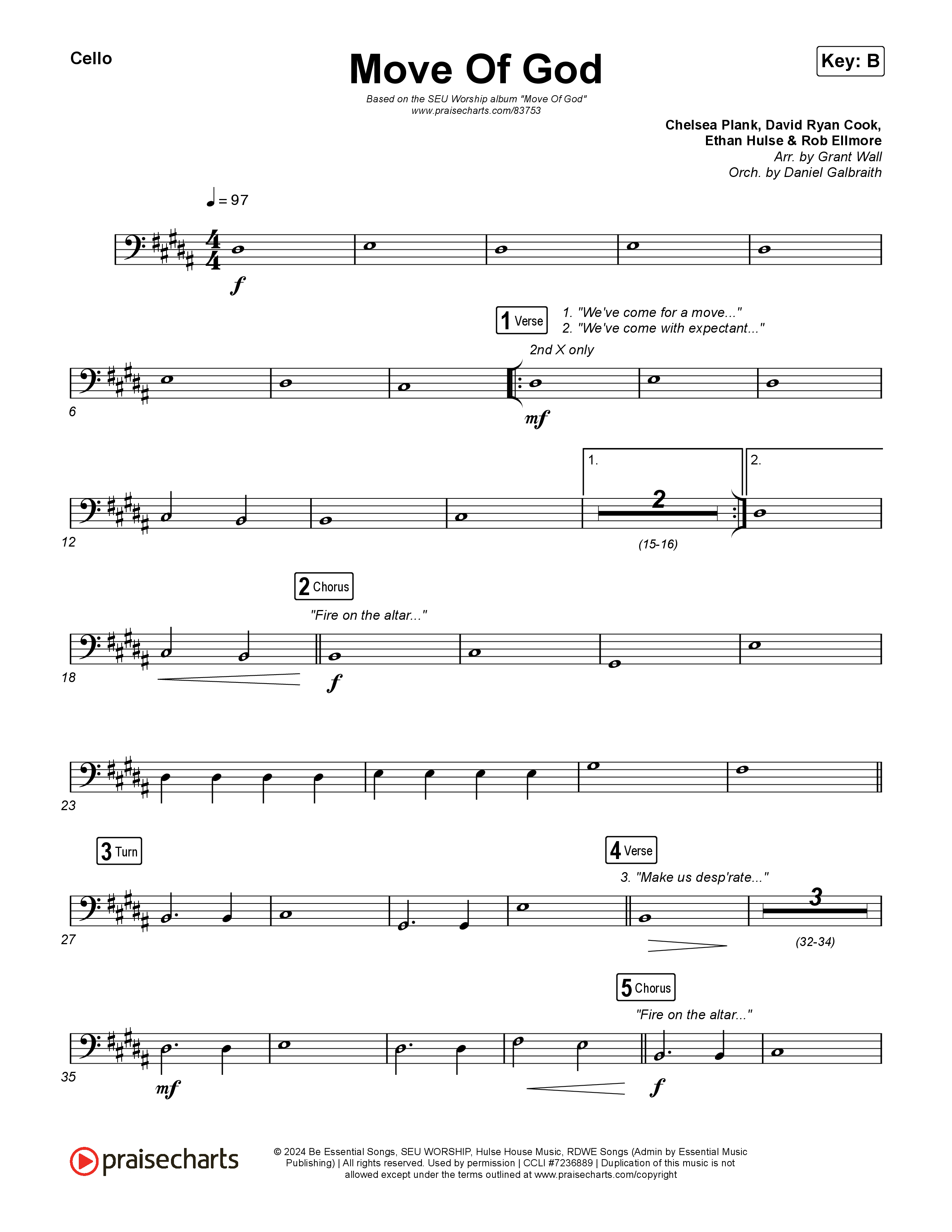 Move Of God (Live) Cello (SEU Worship / David Ryan Cook)